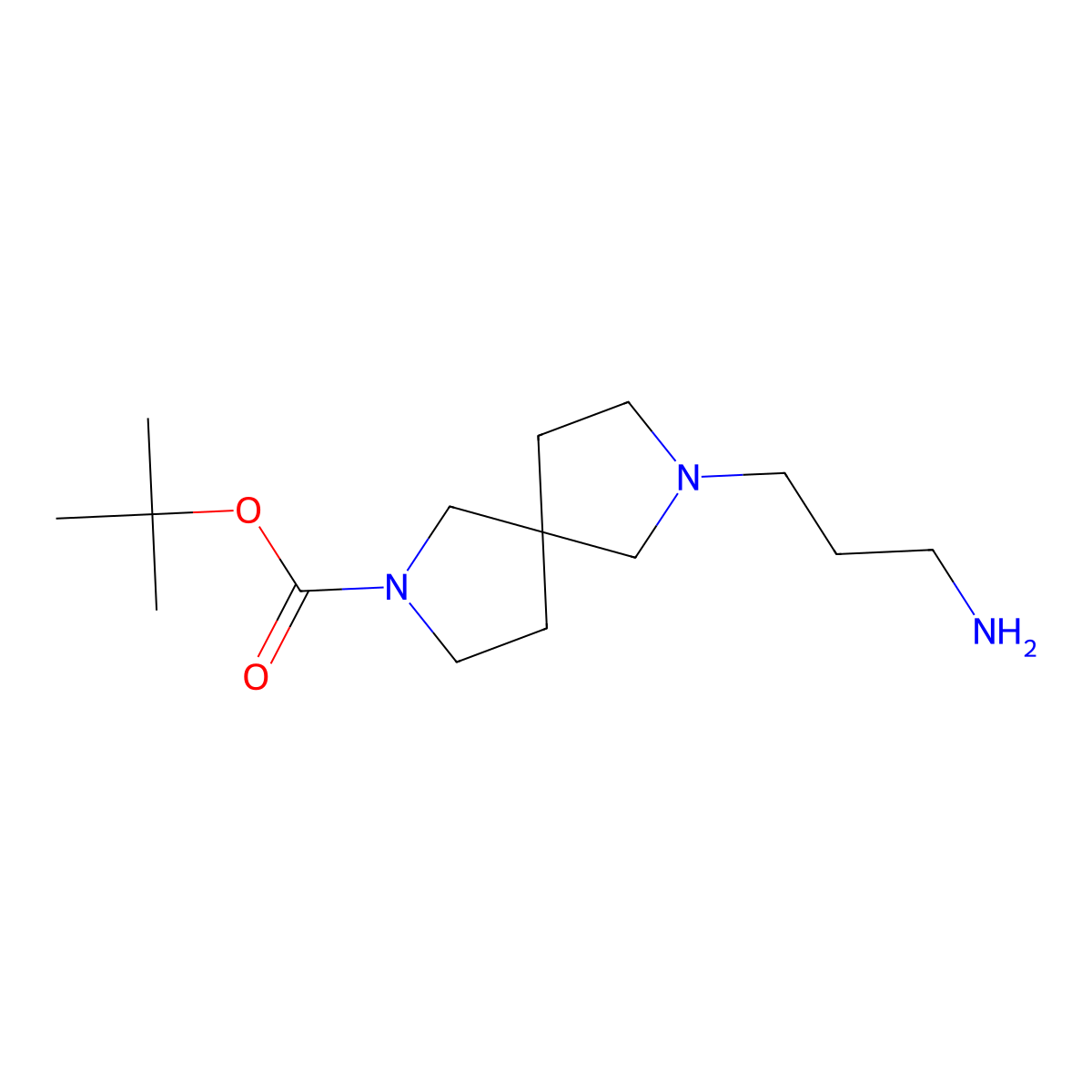 tert-Butyl 7-(3-aminopropyl)-2,7-diazaspiro[4.4]nonane-2-carboxylate molecular structure, CAS 2719062-99-2