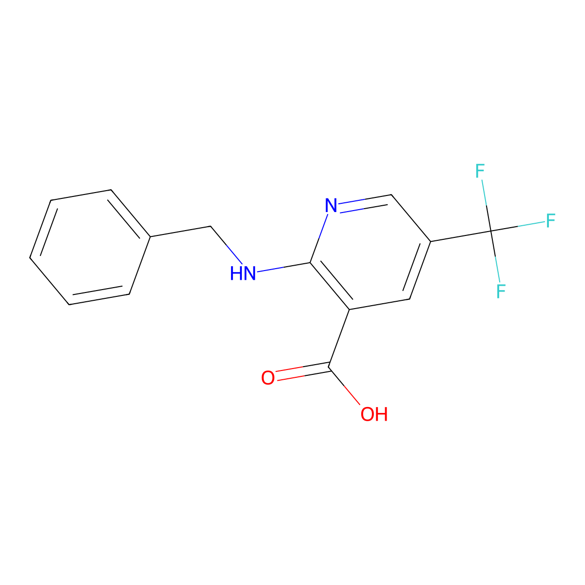 2-Benzylamino-5-trifluoromethyl-nicotinic acid molecular structure, CAS 2719063-20-2