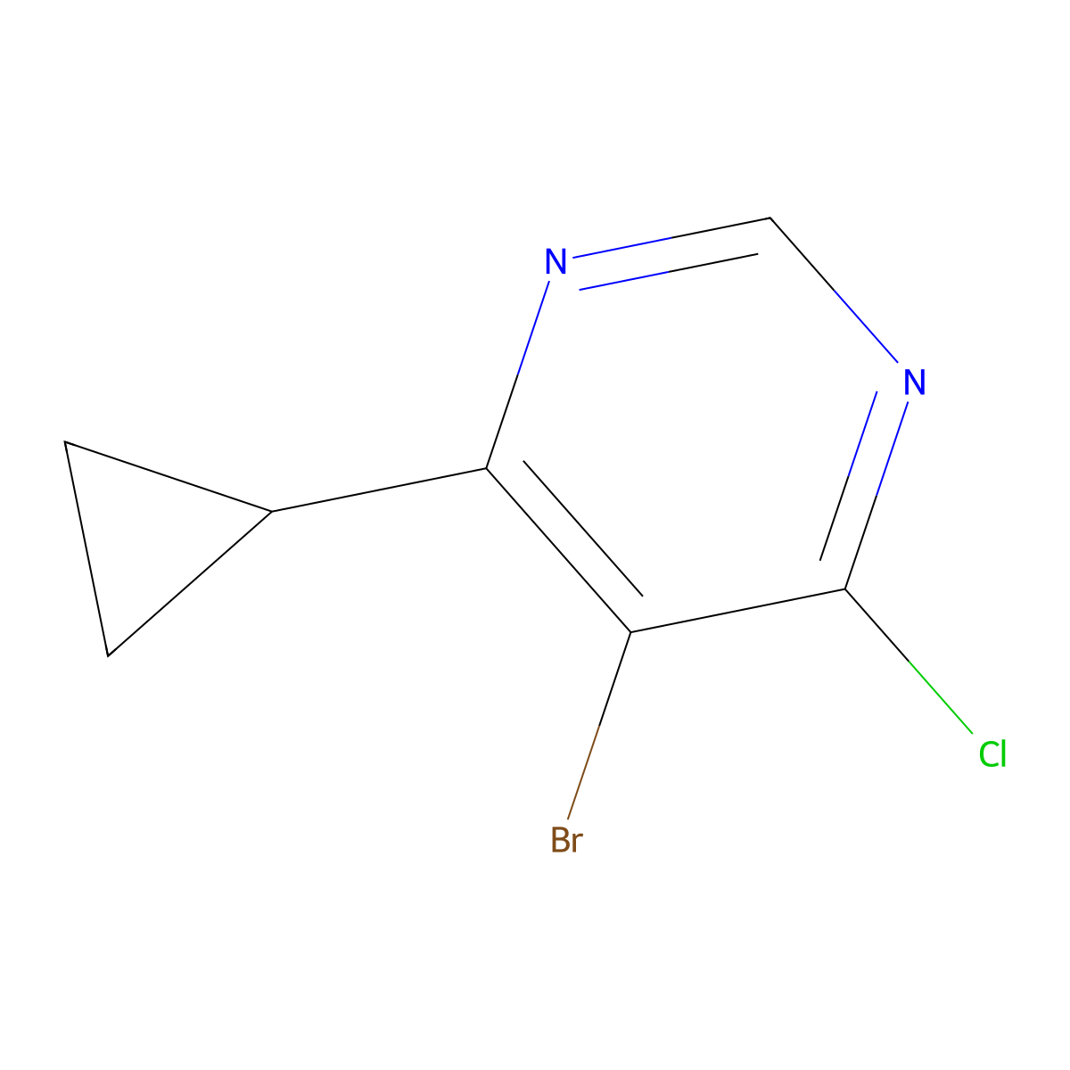 5-Bromo-4-chloro-6-cyclopropylpyrimidine molecular structure, CAS 27192-21-8