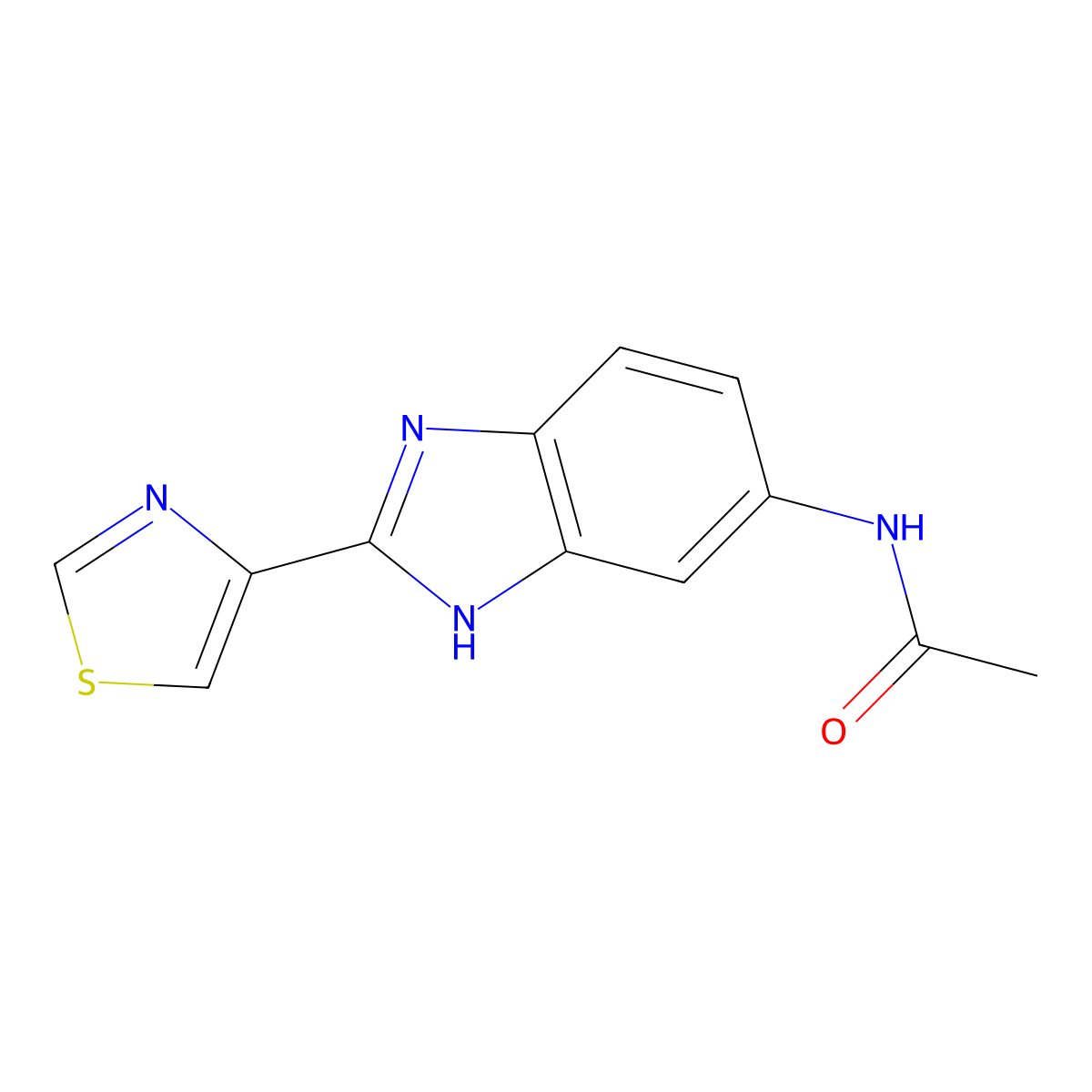 Acetamide, N-(2-(4-thiazolyl)-5-benzimidazolyl)- molecular structure, CAS 27192-25-2