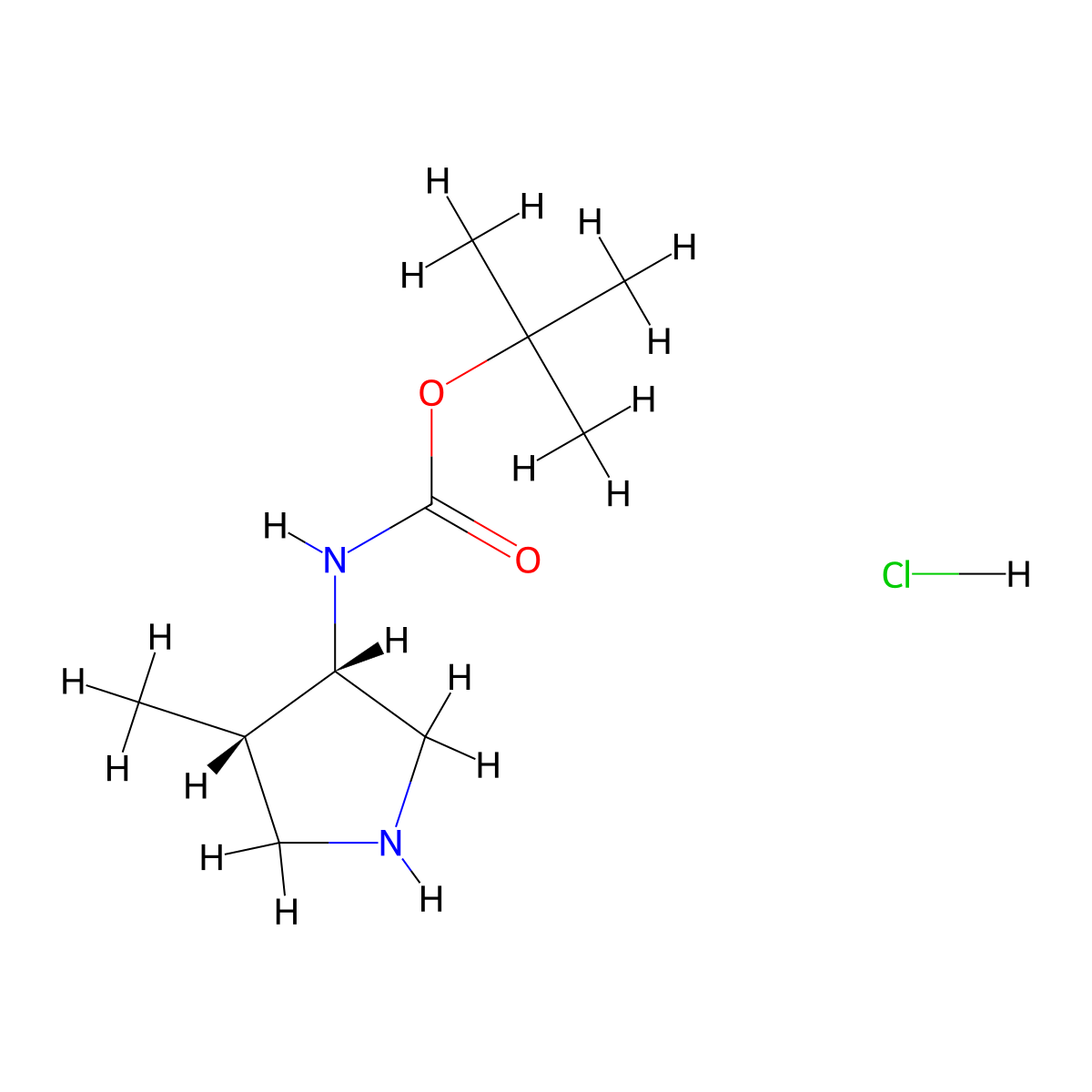 tert-butyl ((3S,4S)-4-methylpyrrolidin-3-yl)carbamate hydrochloride molecular structure, CAS 2719682-91-2