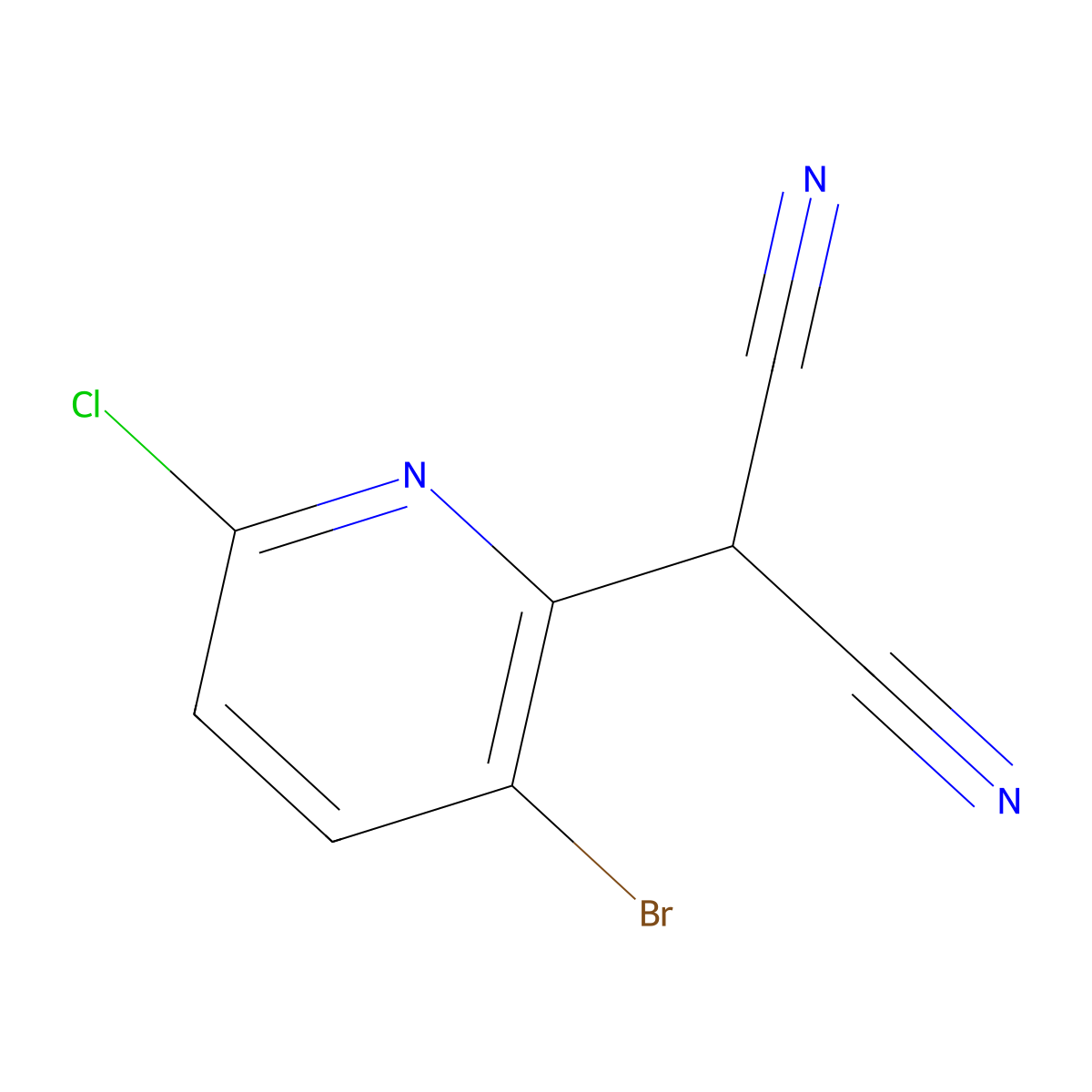 2-(3-Bromo-6-chloropyridin-2-yl)malononitrile molecular structure, CAS 2719750-61-3