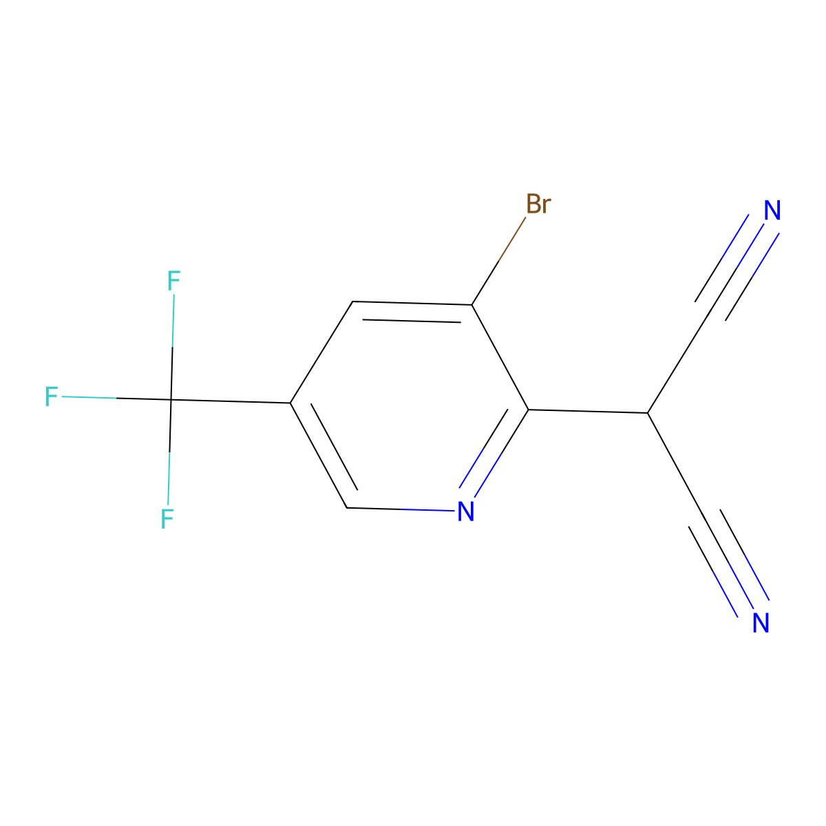 2-(3-Bromo-5-(trifluoromethyl)pyridin-2-yl)malononitrile molecular structure, CAS 2719751-36-5