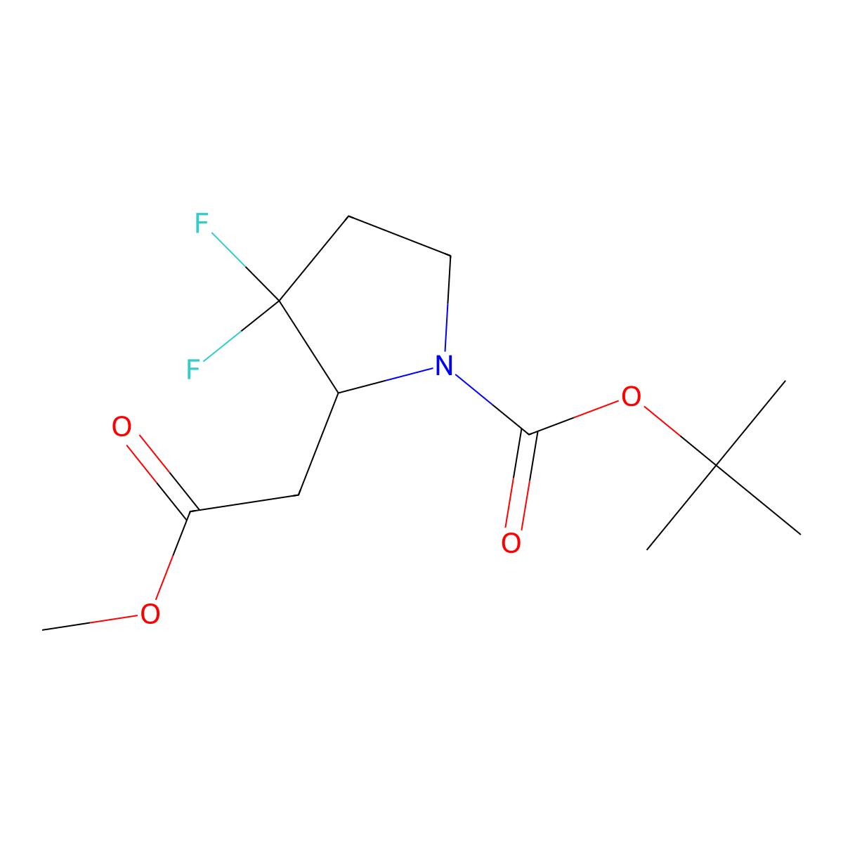 Tert-butyl 3,3-difluoro-2-(2-methoxy-2-oxo-ethyl)pyrrolidine-1-carboxylate molecular structure, CAS 2719778-68-2