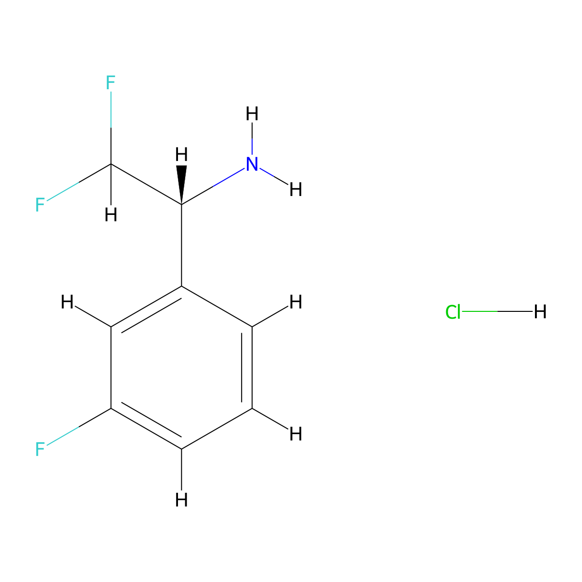 (R)-2,2-Difluoro-1-(3-fluorophenyl)ethan-1-amine hydrochloride molecular structure, CAS 2719778-73-9