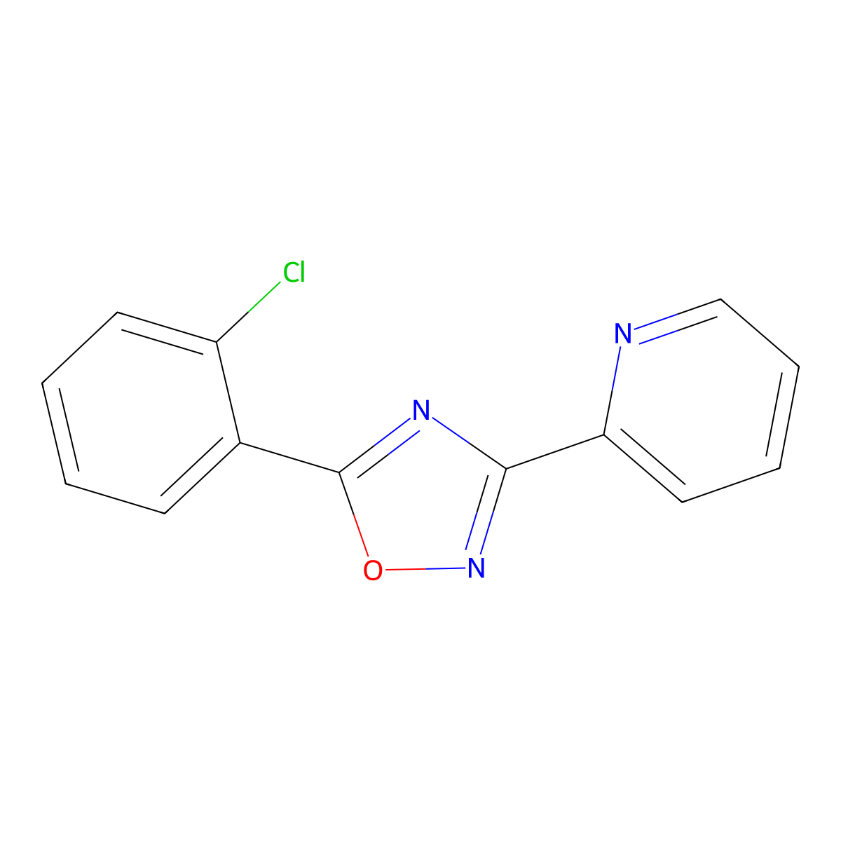 2-[5-(2-Chlorophenyl)-1,2,4-oxadiazol-3-yl]pyridine molecular structure, CAS 27199-42-4