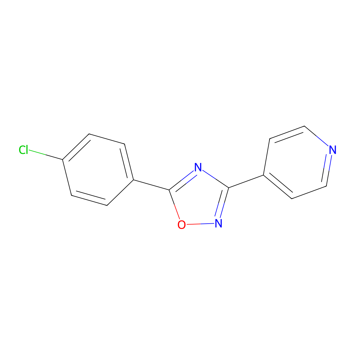 5-(4-Chlorophenyl)-3-pyridin-4-yl-1,2,4-oxadiazole molecular structure, CAS 27199-45-7