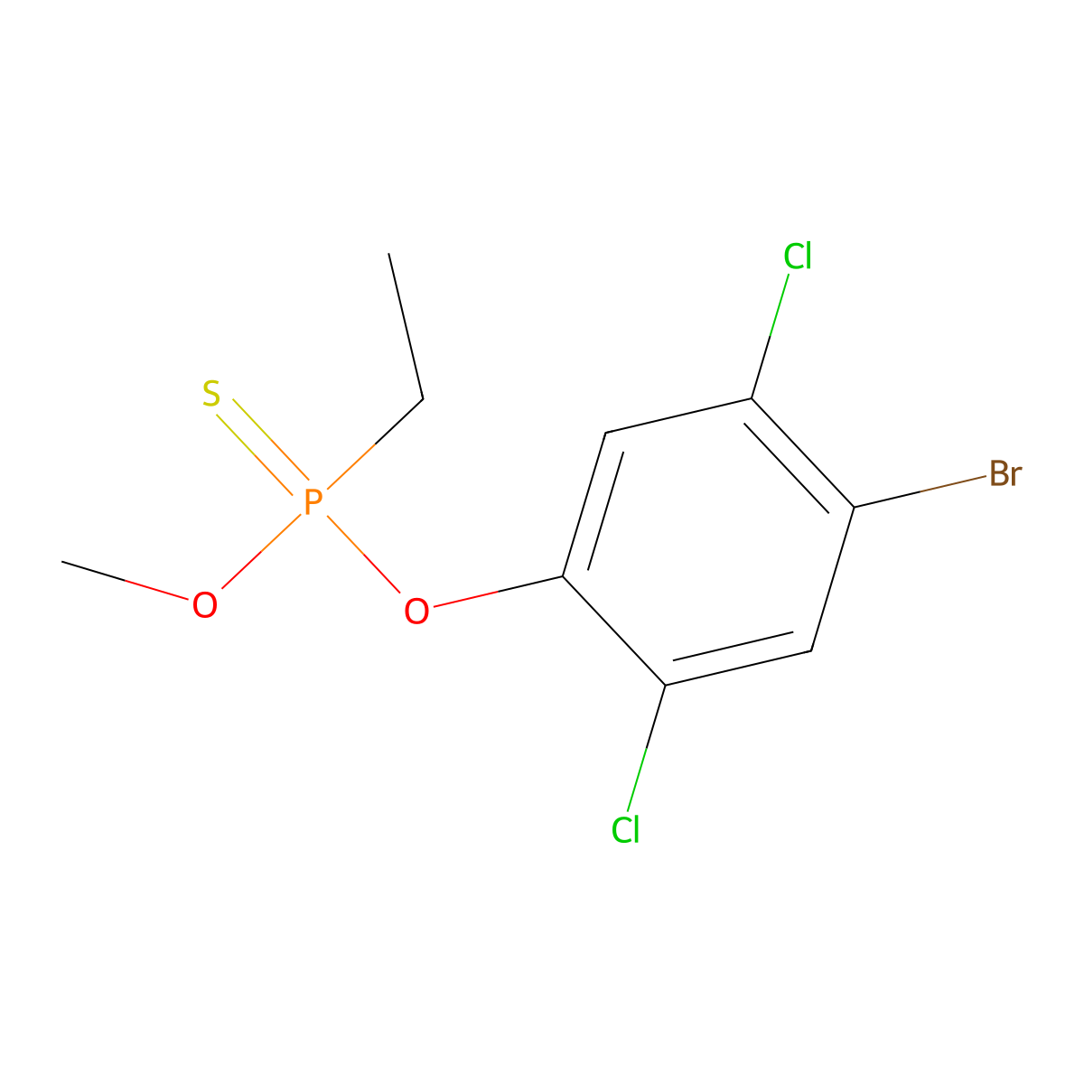 O-(4-Bromo-3,6-dichlorophenyl) O-methyl ethylphosphonothionate molecular structure, CAS 2720-19-6
