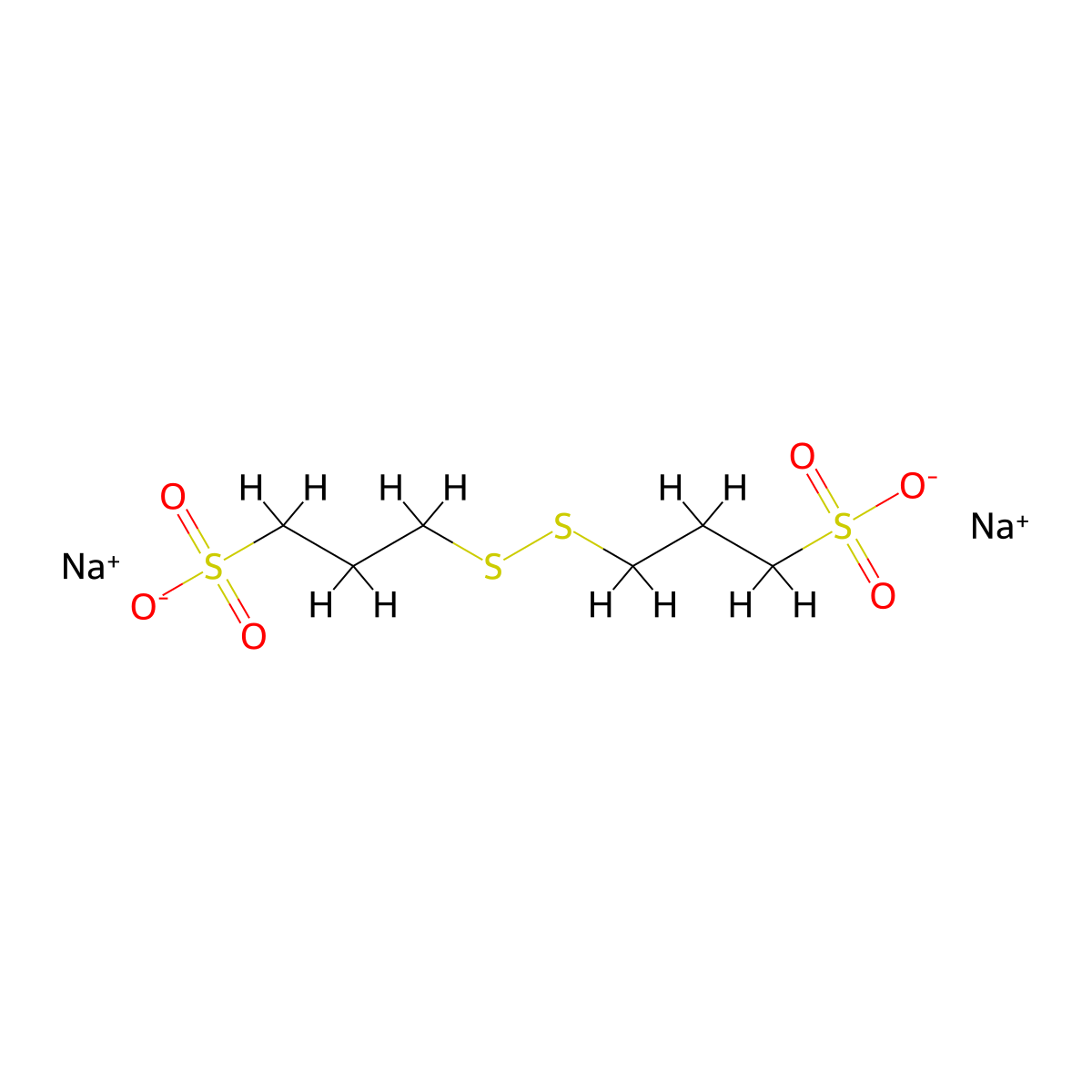 Disodium 3,3'-dipropanedisulfonate disulfide molecular structure, CAS 27206-35-5