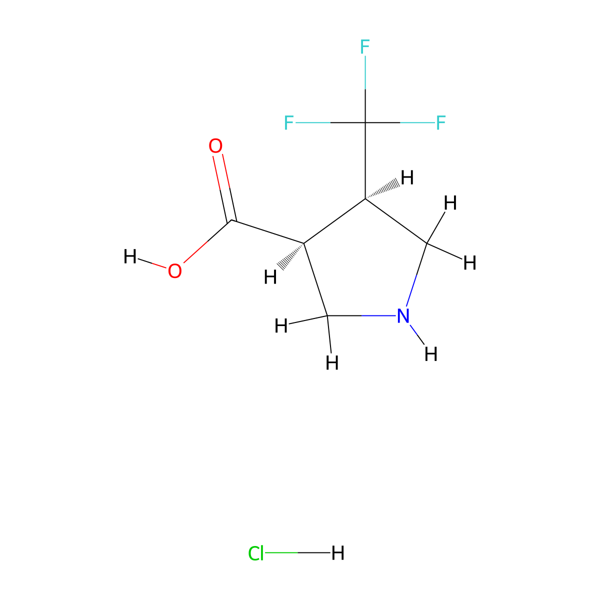 (3S,4R)-4-(trifluoromethyl)pyrrolidine-3-carboxylic acid hydrochloride molecular structure, CAS 2720743-20-2