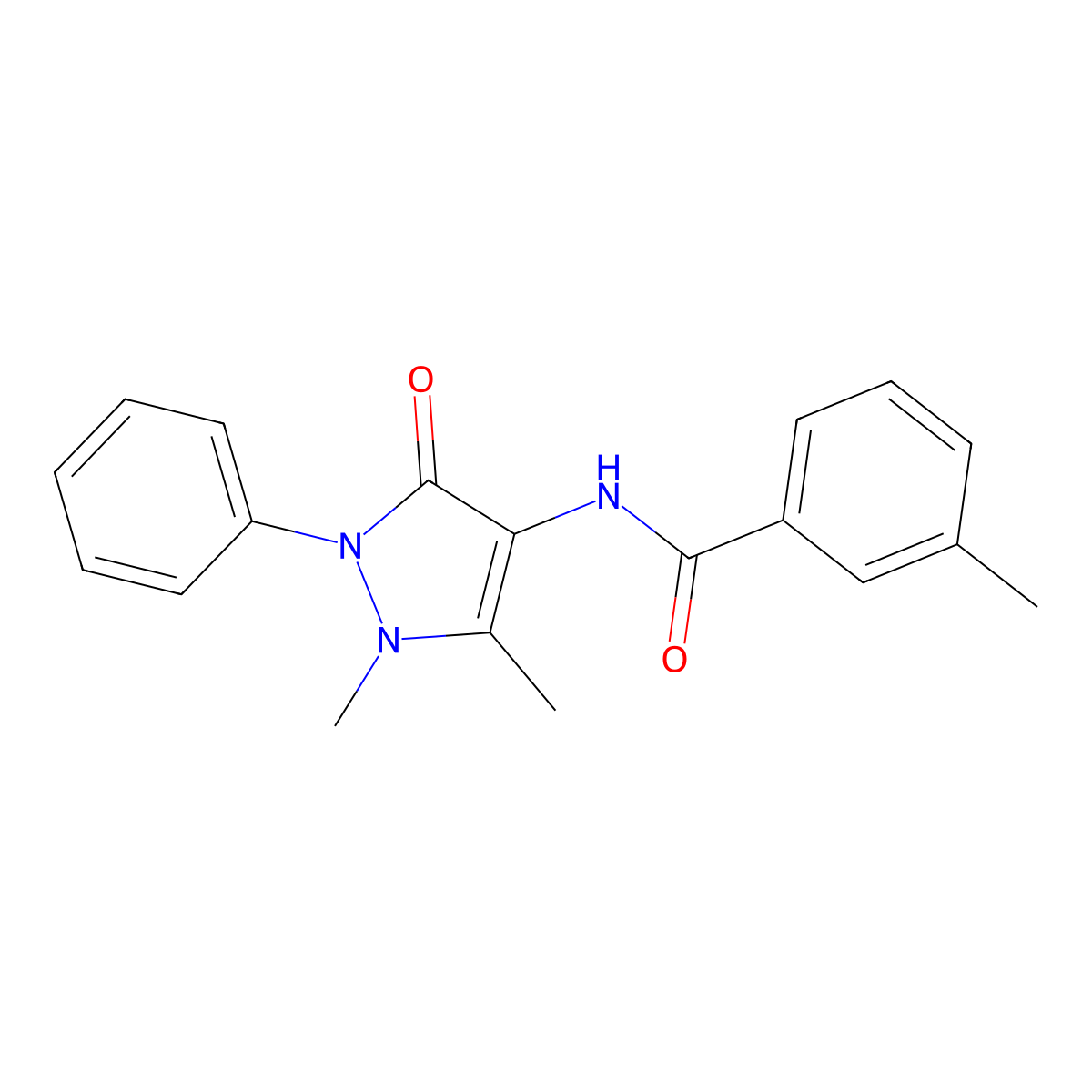 N-(1,5-dimethyl-3-oxo-2-phenylpyrazol-4-yl)-3-methylbenzamide molecular structure, CAS 2721-93-9