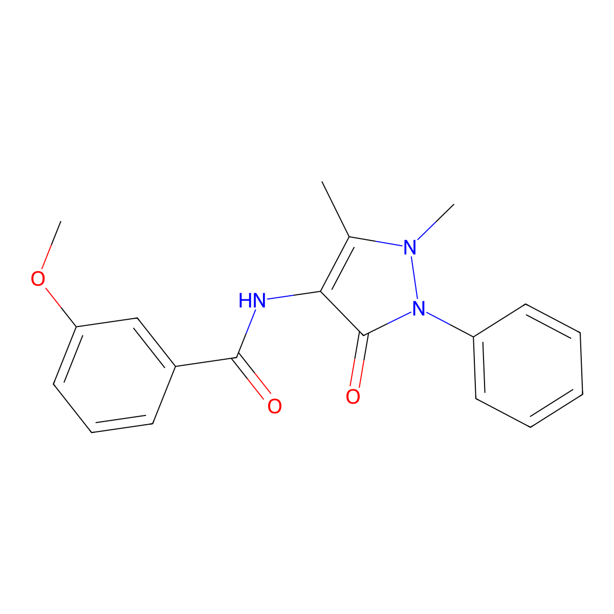 N-(1,5-dimethyl-3-oxo-2-phenyl-2,3-dihydro-1H-pyrazol-4-yl)-3-methoxybenzamide molecular structure, CAS 2721-95-1