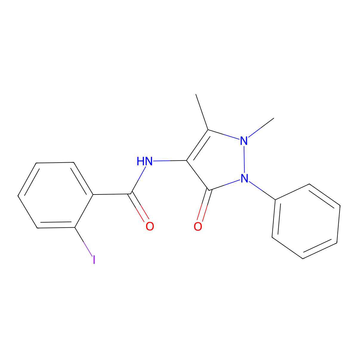 N-(1,5-dimethyl-3-oxo-2-phenyl-2,3-dihydro-1H-pyrazol-4-yl)-2-iodobenzamide molecular structure, CAS 2721-96-2