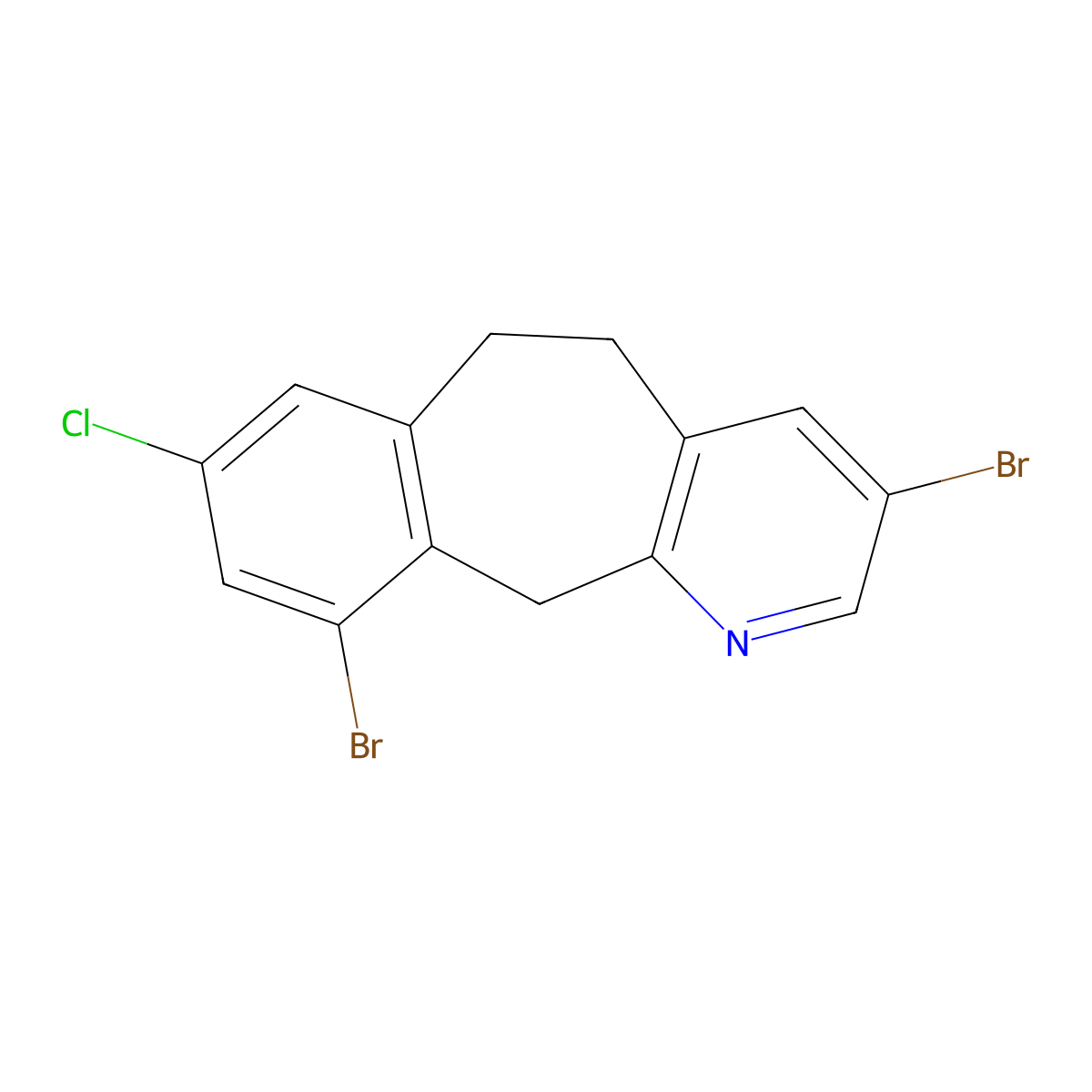 3,10-Dibromo-8-chloro-6,11-dihydro-5H-benzo[5,6]cyclohepta[1,2-b]pyridine molecular structure, CAS 272107-22-9