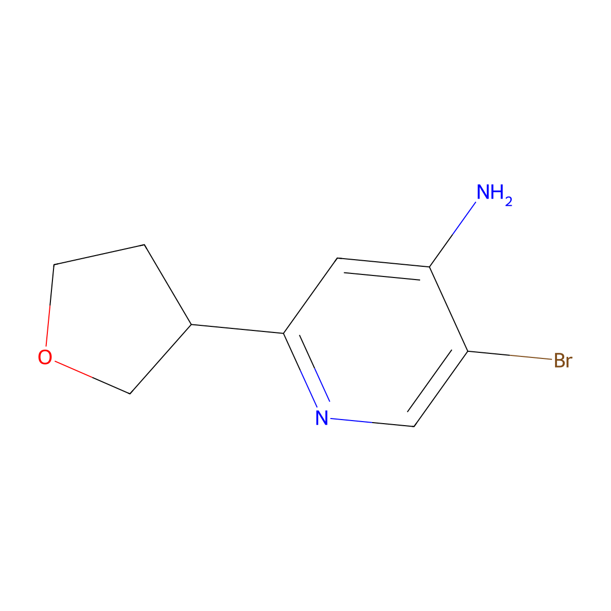5-Bromo-2-(tetrahydrofuran-3-yl)pyridin-4-amine molecular structure, CAS 2721118-33-6