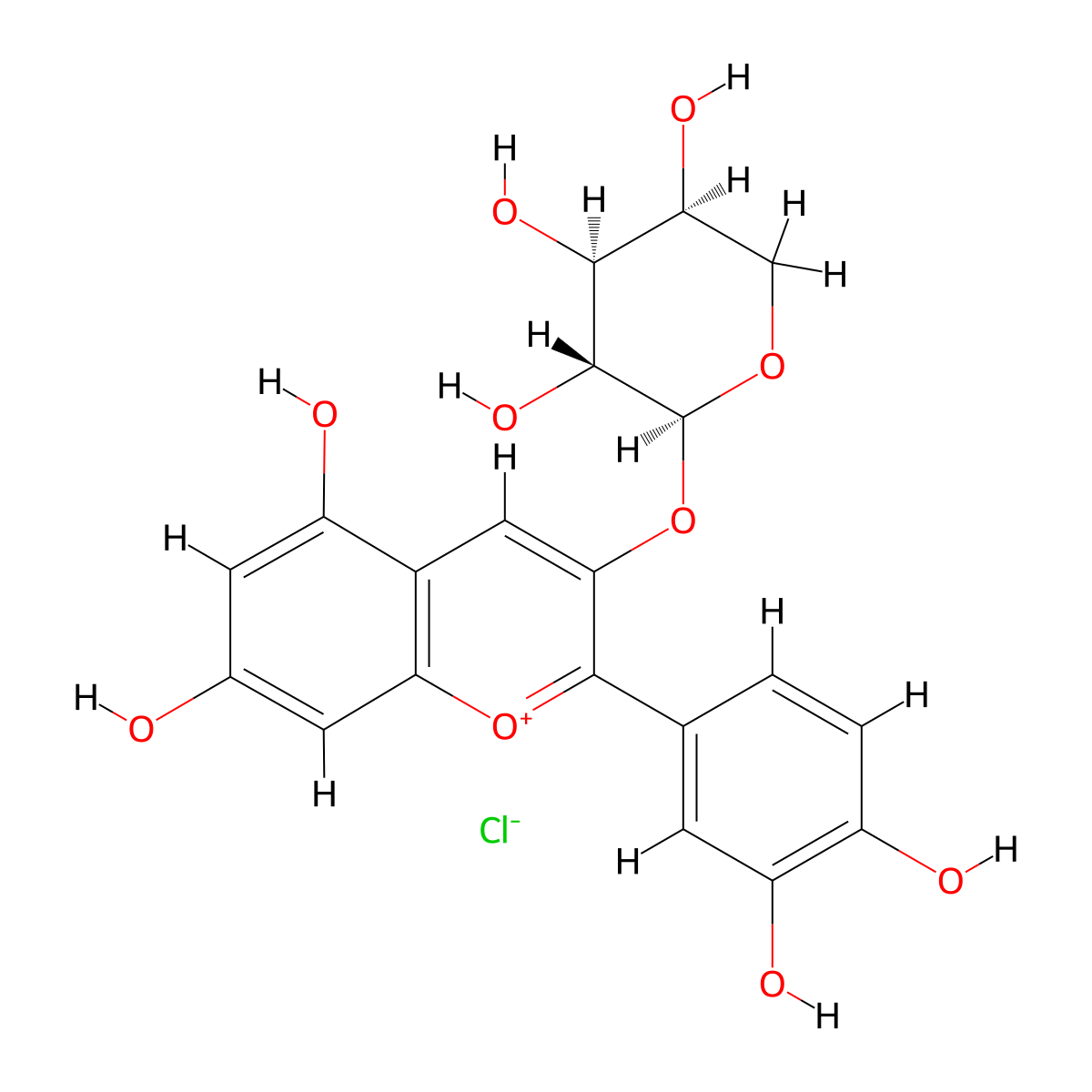 Cyanidin 3-arabinoside molecular structure, CAS 27214-72-8