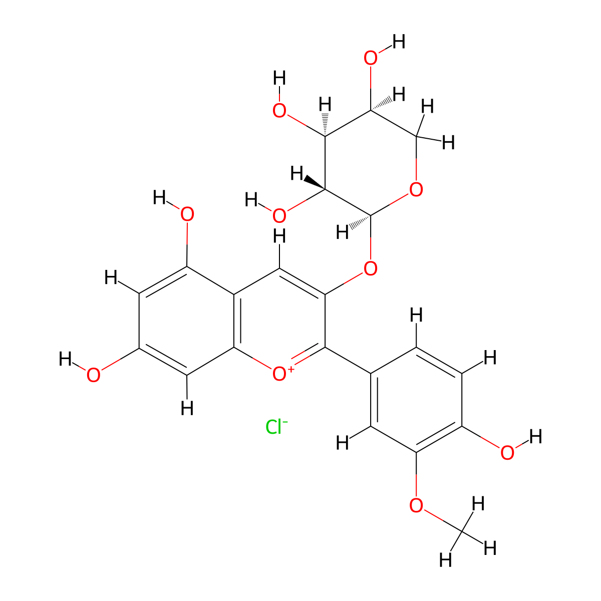 Peonidin 3-arabinoside molecular structure, CAS 27214-74-0