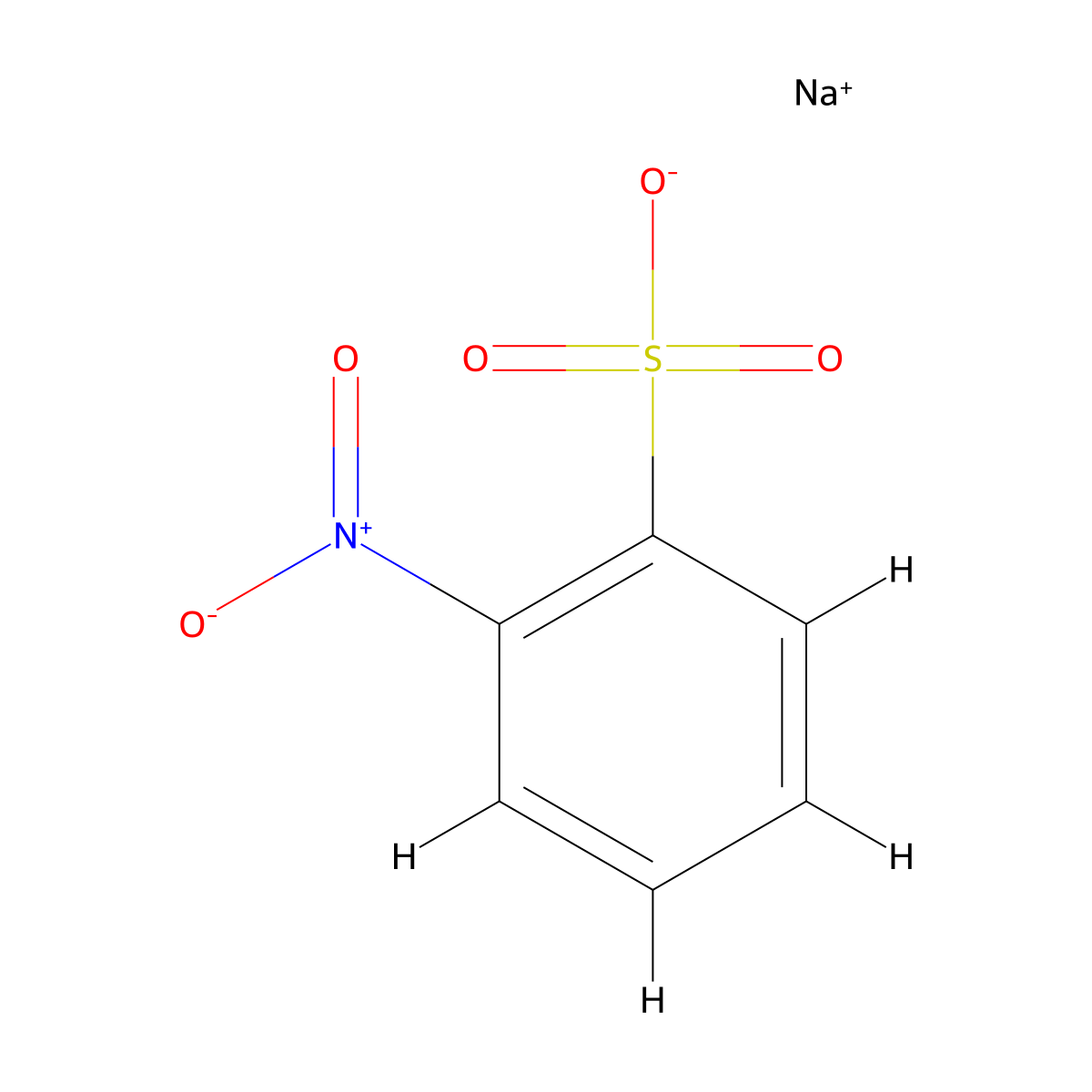 Sodium 2-nitrobenzenesulphonate molecular structure, CAS 27215-71-0