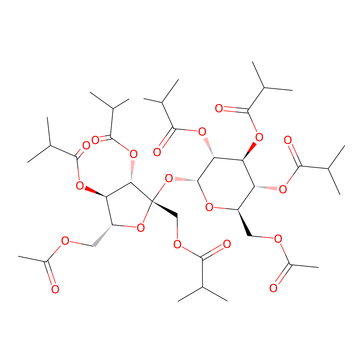 Sucrose diacetate hexaisobutyrate molecular structure, CAS 27216-37-1