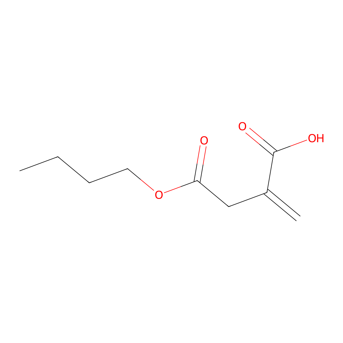 Butanedioic acid, 2-methylene-, monobutyl ester molecular structure, CAS 27216-48-4