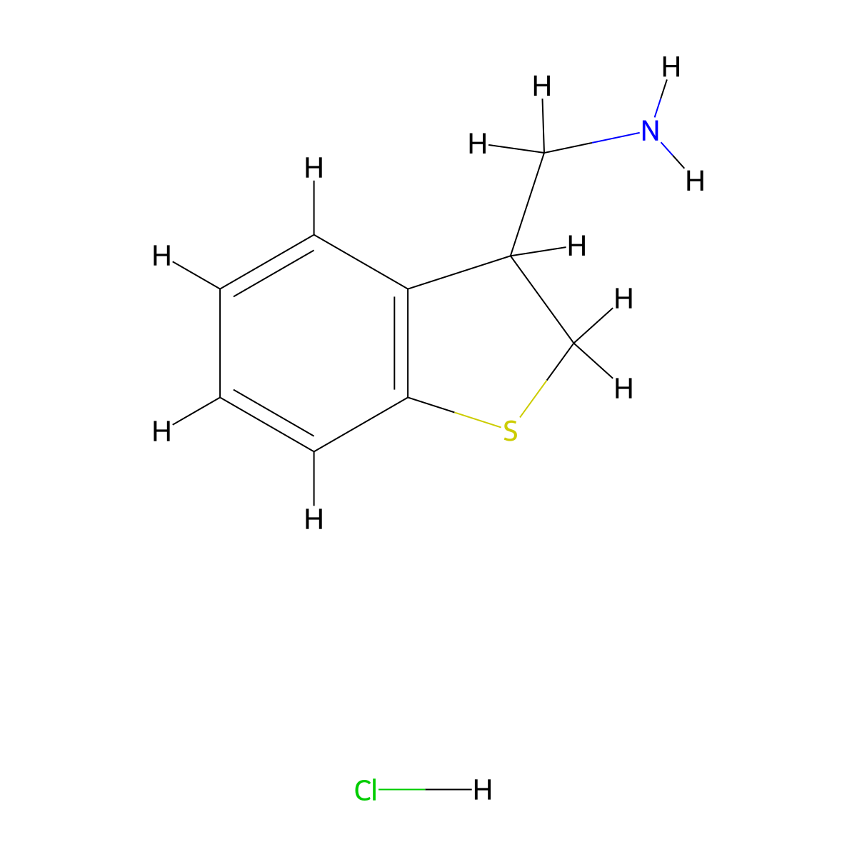 2,3-Dihydro-1-benzothiophen-3-ylmethanamine;hydrochloride molecular structure, CAS 2722007-32-9