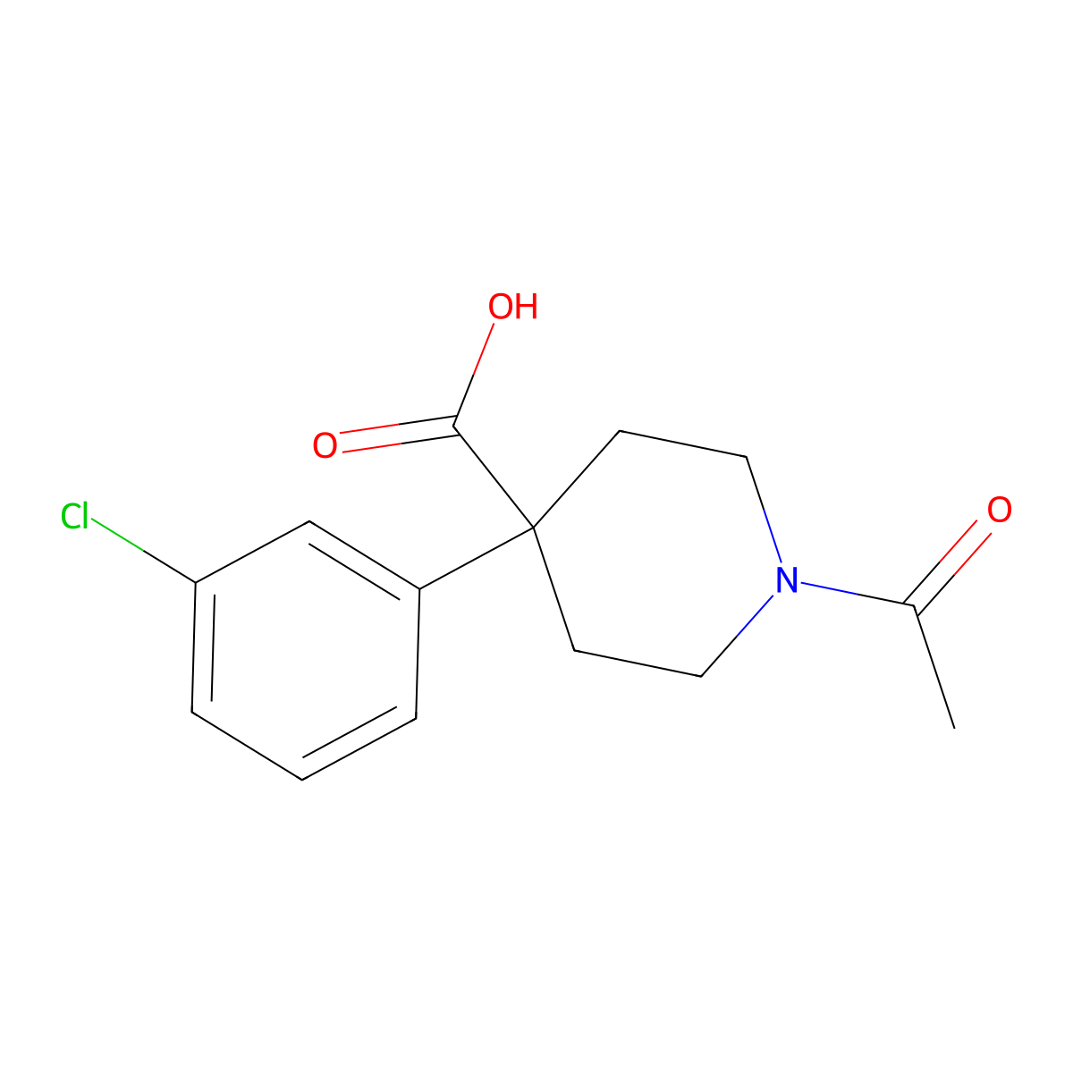 1-Acetyl-4-(3-chlorophenyl)piperidine-4-carboxylic acid molecular structure, CAS 2722061-35-8