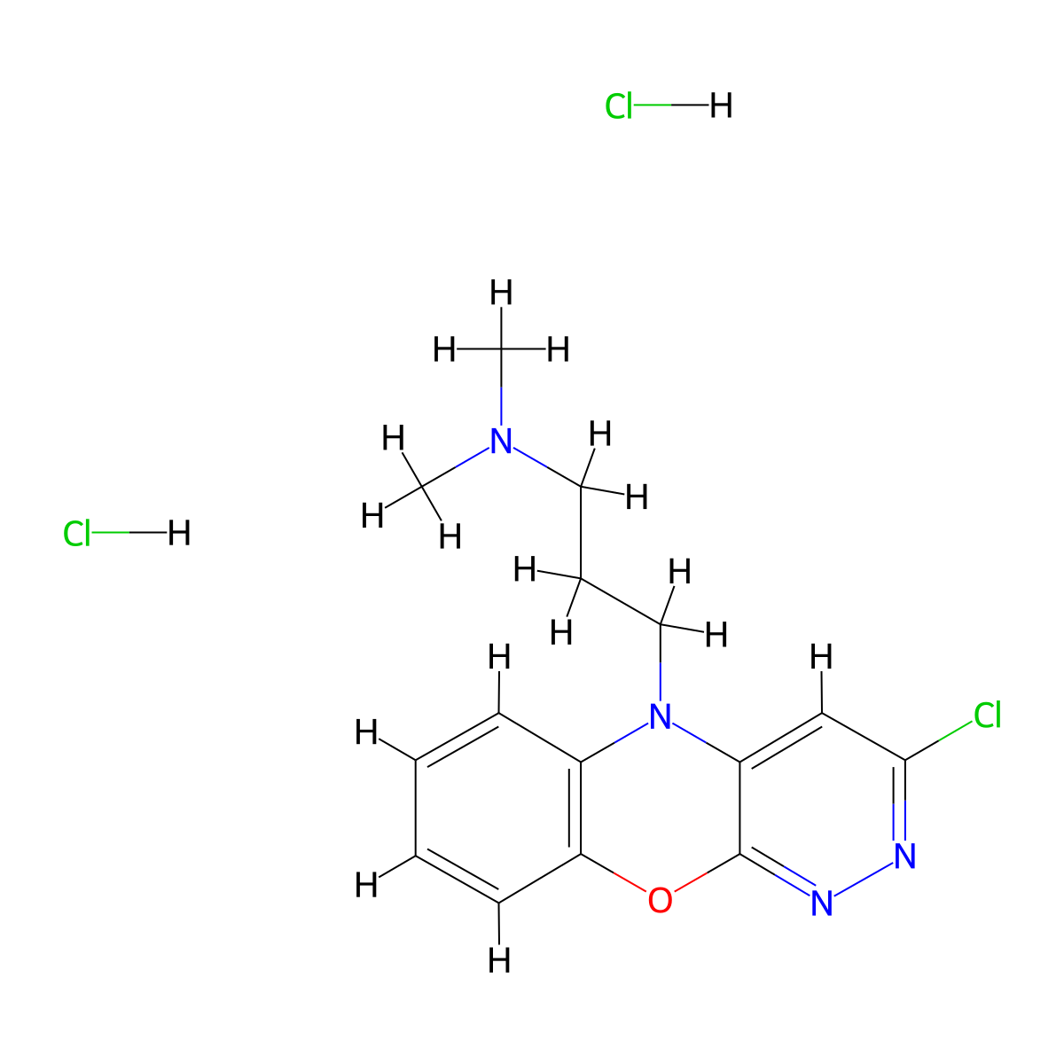 [3-(3-chloro-5H-pyridazino[3,4-b][1,4]benzoxazin-5-yl)propyl]dimethylamine dihydrochloride molecular structure, CAS 27225-86-1