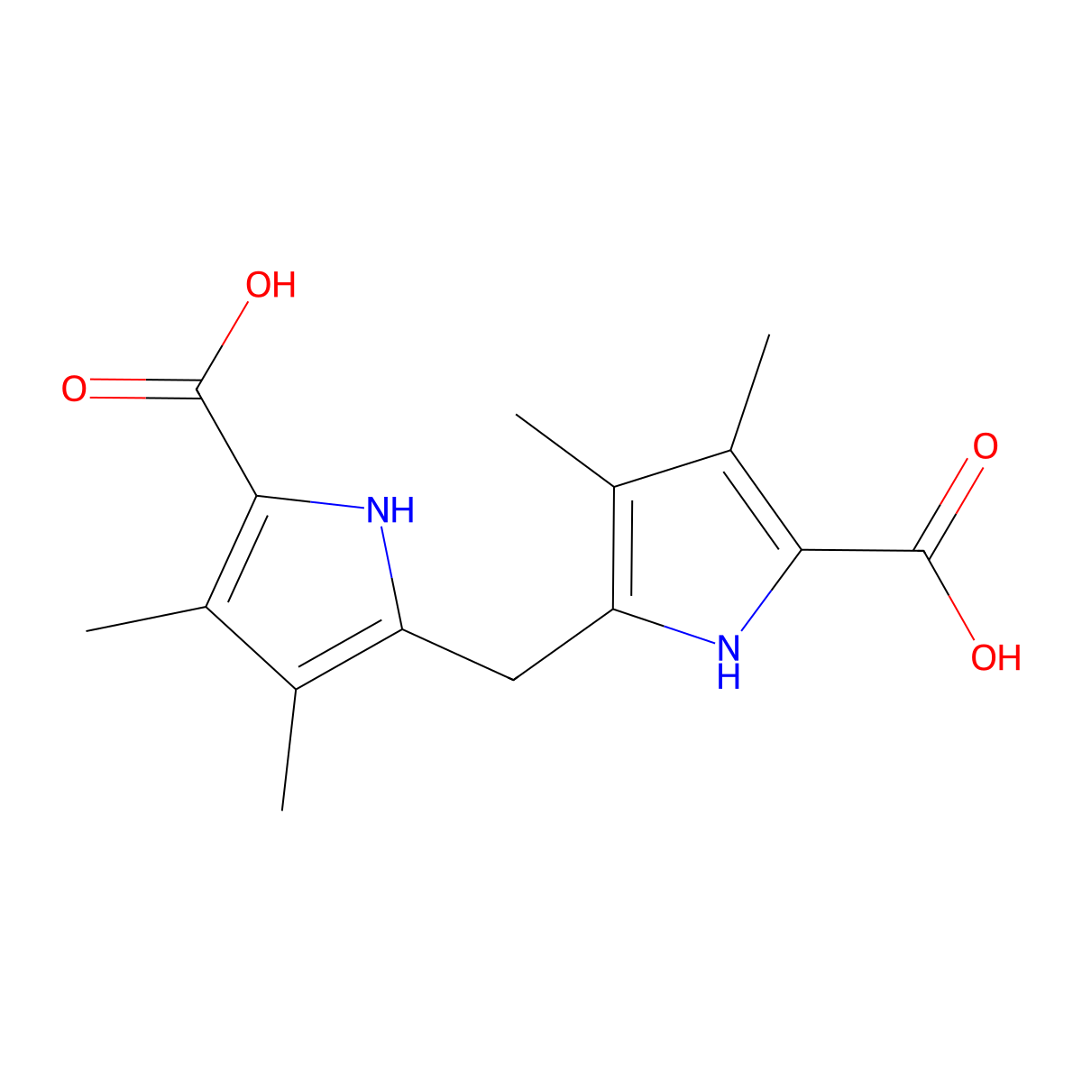5,5'-Methylenebis(3,4-dimethyl-1H-pyrrole-2-carboxylic acid) molecular structure, CAS 27226-49-9