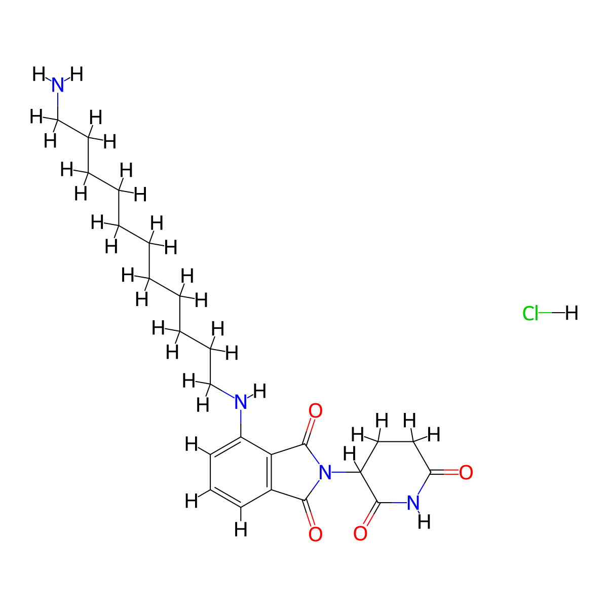 Pomalidomide-C11-NH2 hydrochloride molecular structure, CAS 2722611-55-2