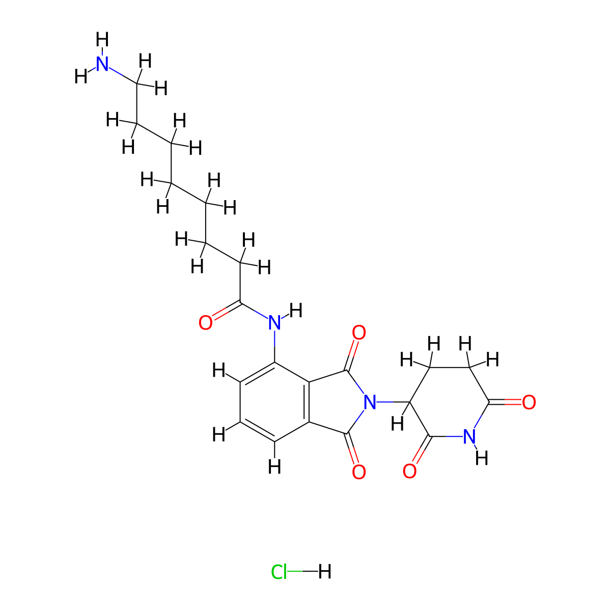 8-Amino-N-(2-(2,6-dioxopiperidin-3-YL)-1,3-dioxoisoindolin-4-YL)octanamide hydrochloride molecular structure, CAS 2722611-64-3
