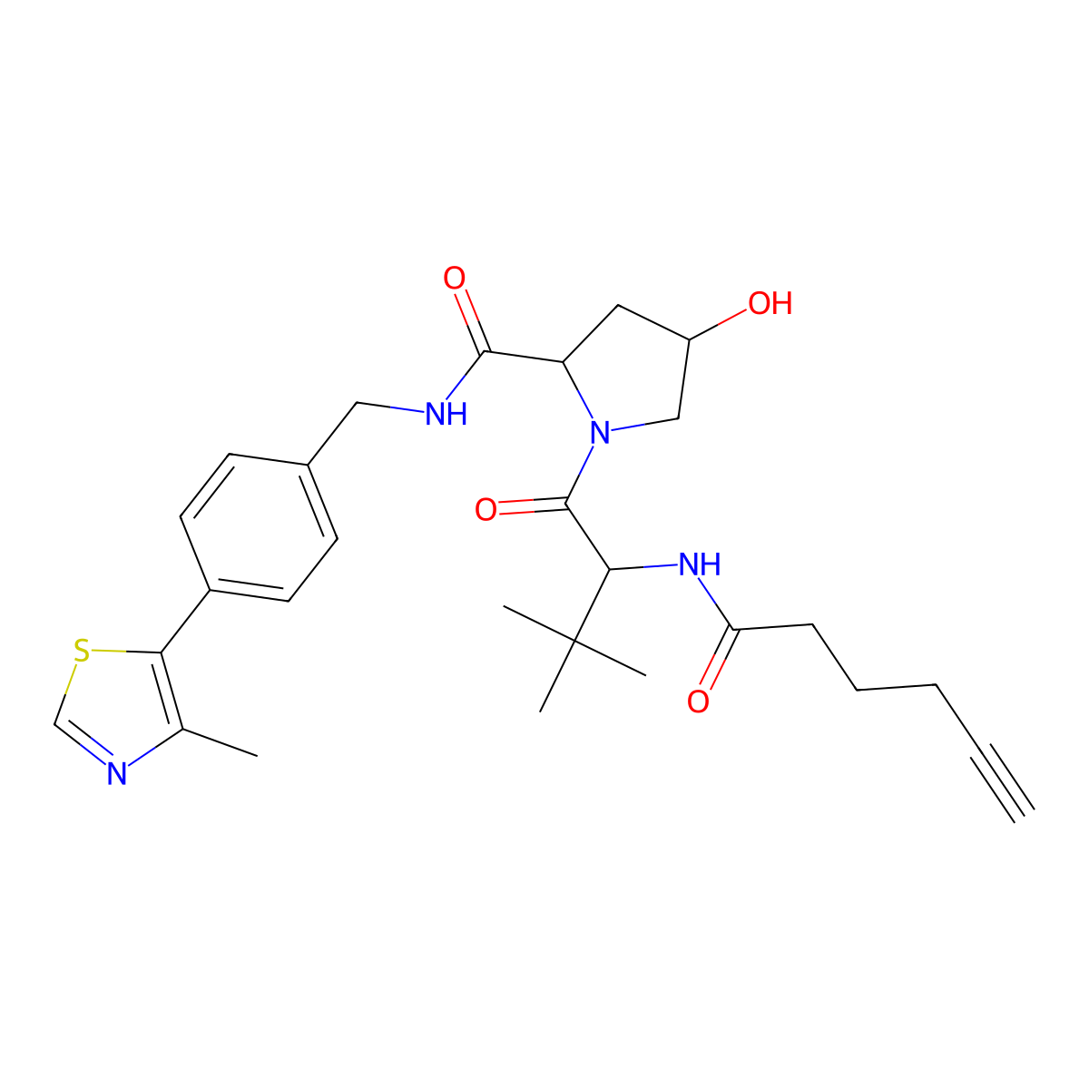 (2S,4R)-1-((S)-2-(Hex-5-ynamido)-3,3-dimethylbutanoyl)-4-hydroxy-N-(4-(4-methylthiazol-5-YL)benzyl)pyrrolidine-2-carboxamide molecular structure, CAS 2722612-14-6