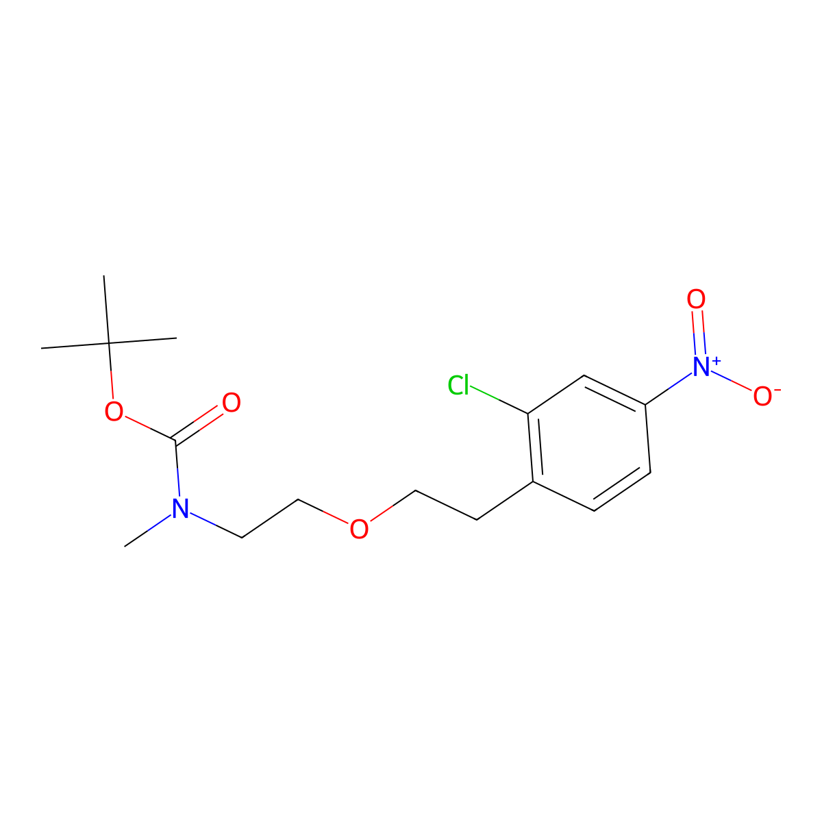 Tert-butyl (2-(2-chloro-4-nitrophenethoxy)ethyl)(methyl)carbamate molecular structure, CAS 2722698-00-0
