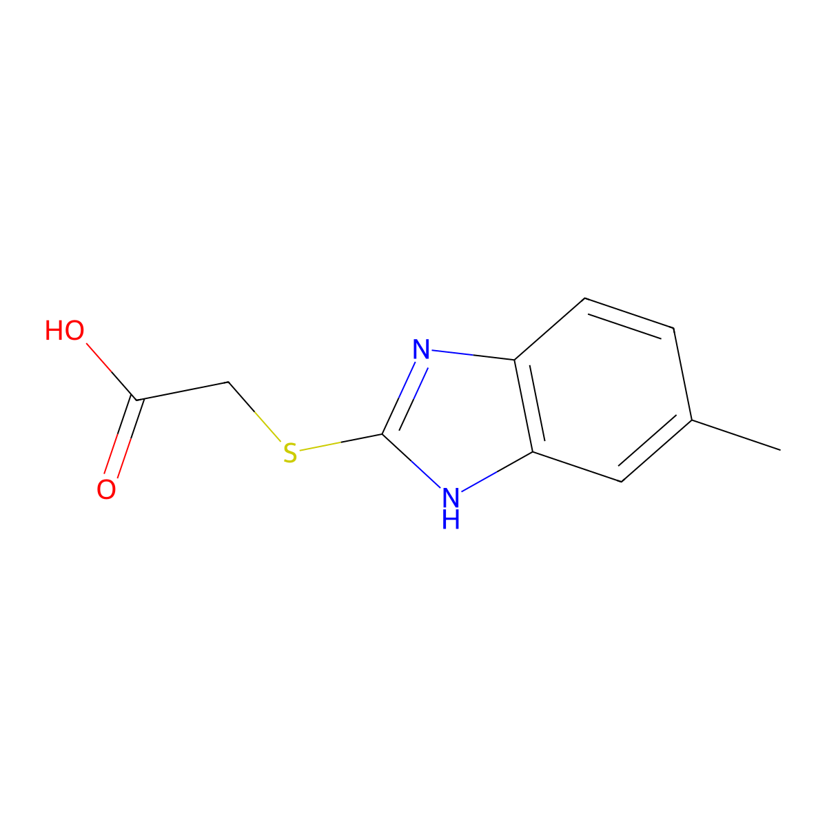 (5-Methyl-1H-benzoimidazol-2-ylsulfanyl)-acetic acid molecular structure, CAS 27231-37-4