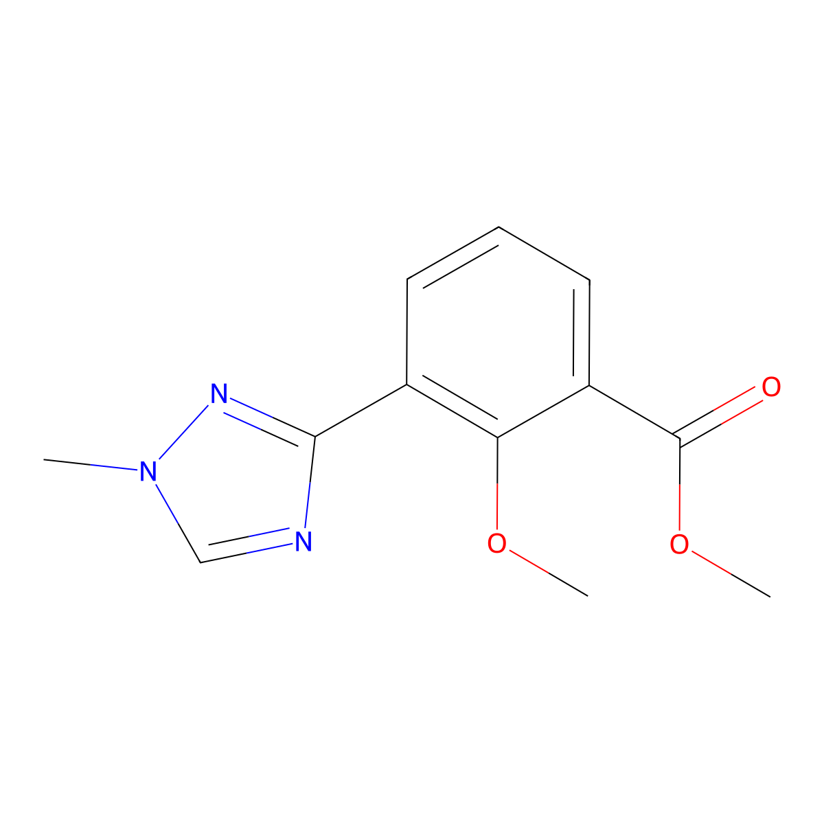 methyl 2-methoxy-3-(1-methyl-1H-1,2,4-triazol-3-yl)benzoate molecular structure, CAS 2723402-60-4