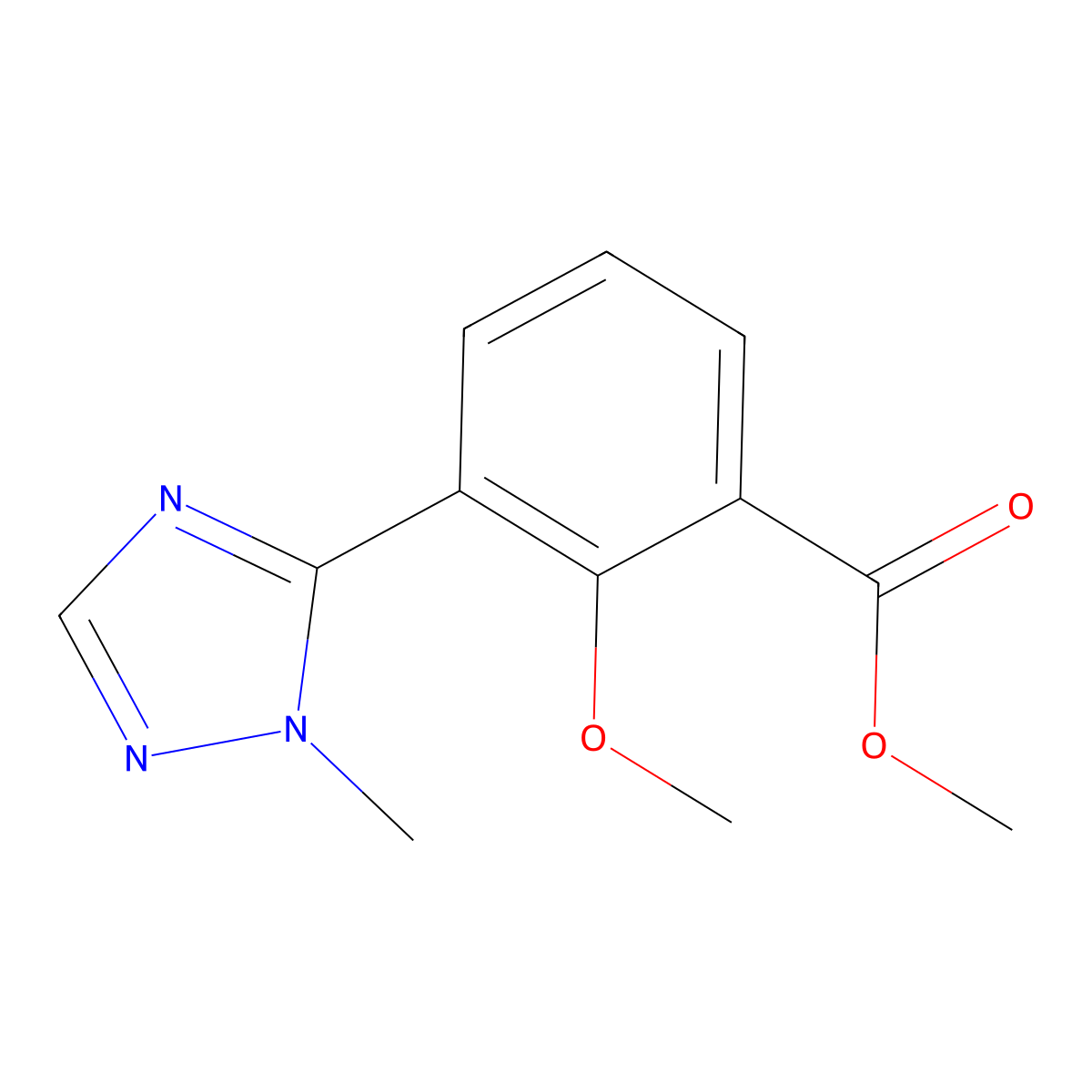 methyl 2-methoxy-3-(1-methyl-1H-1,2,4-triazol-5-yl)benzoate molecular structure, CAS 2723403-80-1