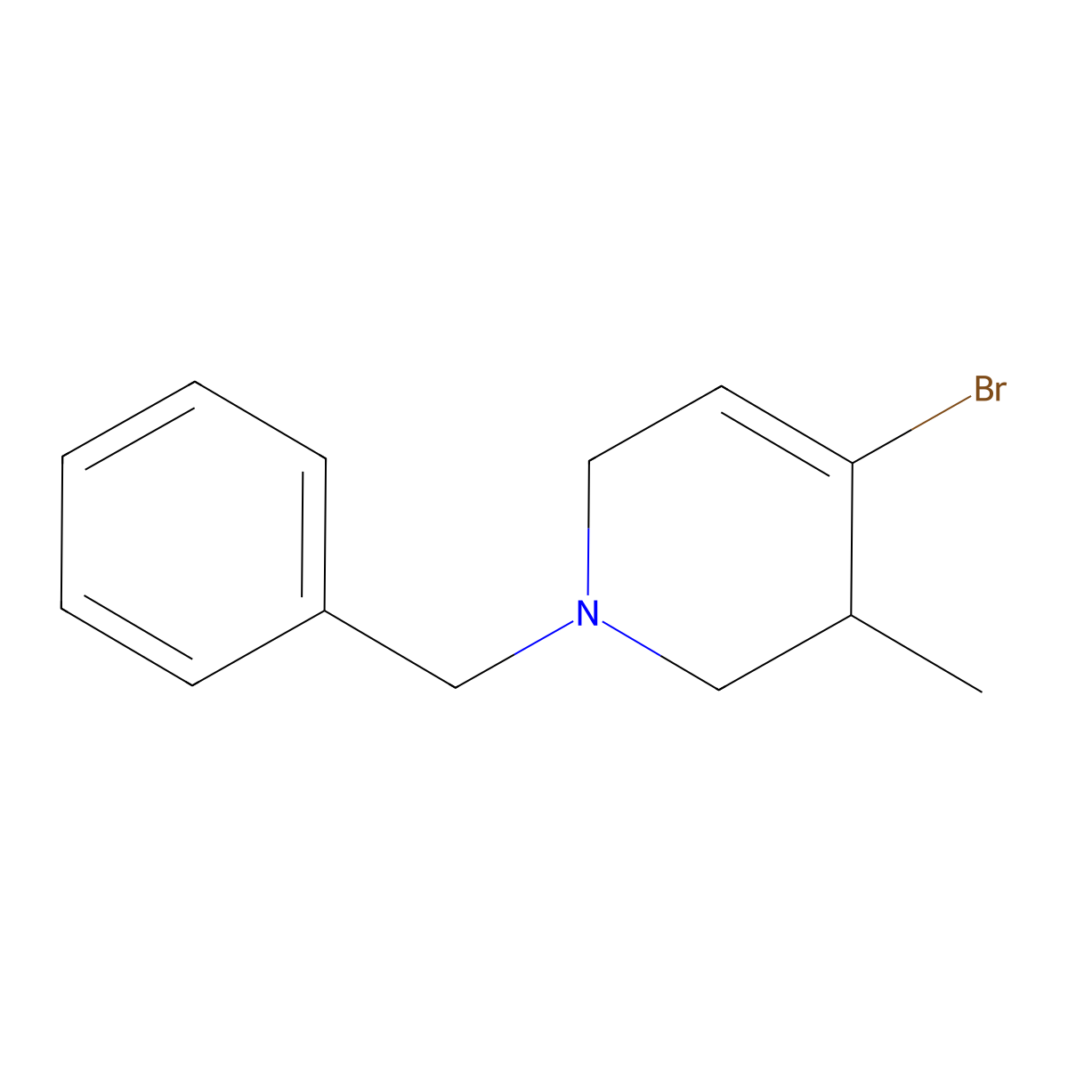 1-Benzyl-4-bromo-3-methyl-1,2,3,6-tetrahydropyridine molecular structure, CAS 2723500-42-1