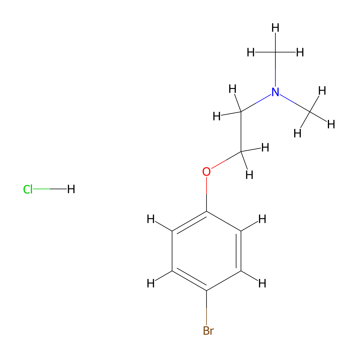 2-(4-Bromophenoxy)-N,N-dimethylethan-1-amine--hydrogen chloride (1/1) molecular structure, CAS 27237-41-8