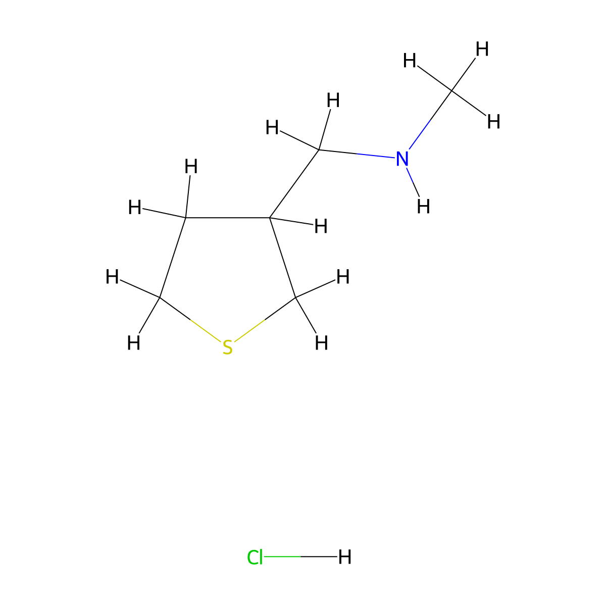 Methyl[(thiolan-3-yl)methyl]amine hydrochloride molecular structure, CAS 2723949-49-1