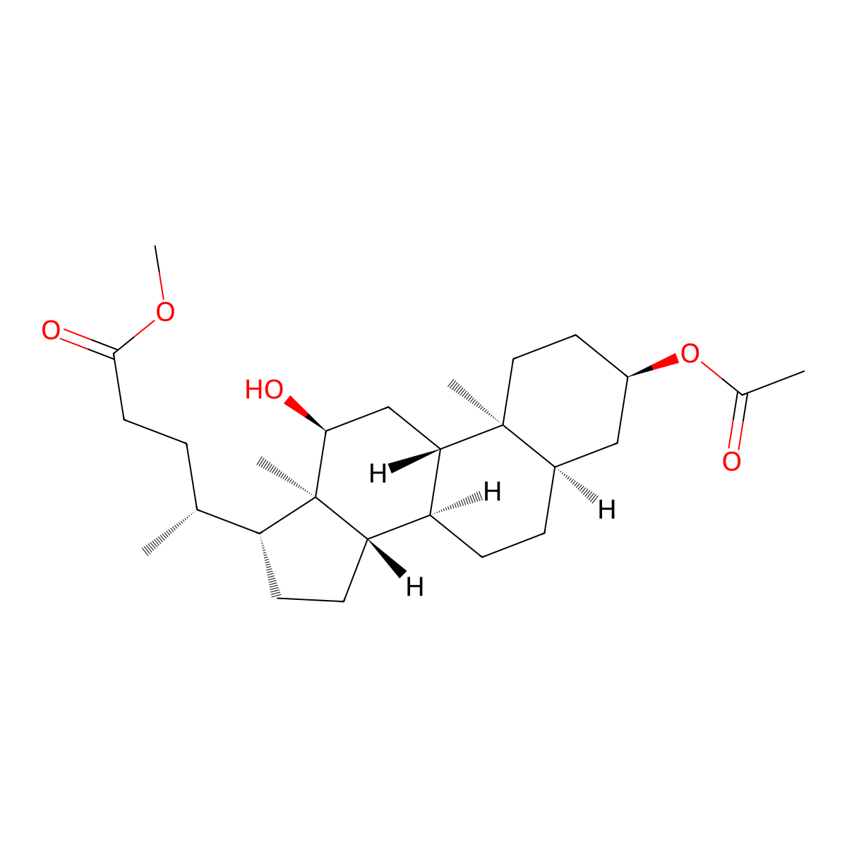 Methyl 3-acetyloxy-12-hydroxydeoxycholan-24-ate molecular structure, CAS 27240-83-1