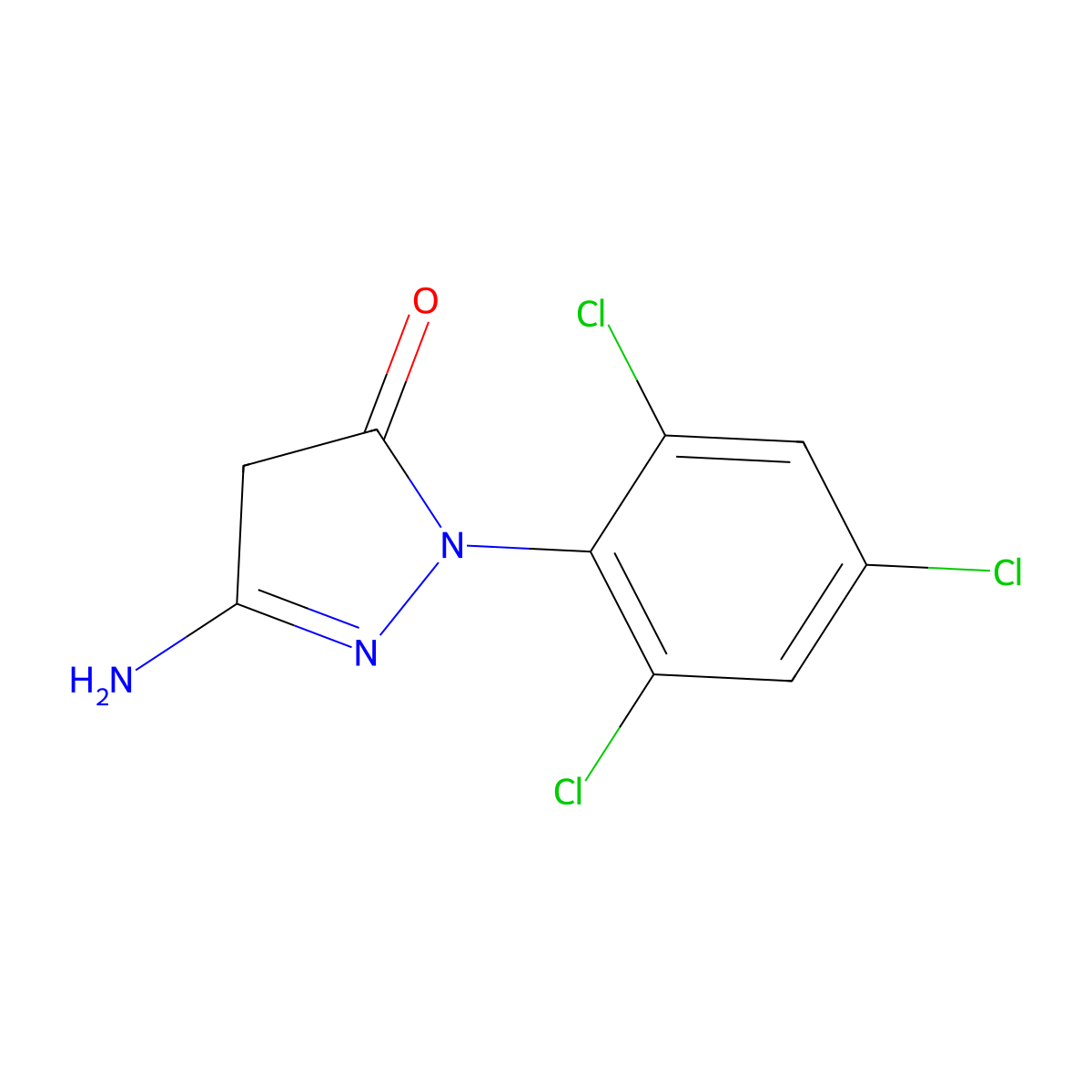 3H-Pyrazol-3-one, 5-amino-2,4-dihydro-2-(2,4,6-trichlorophenyl)- molecular structure, CAS 27241-31-2