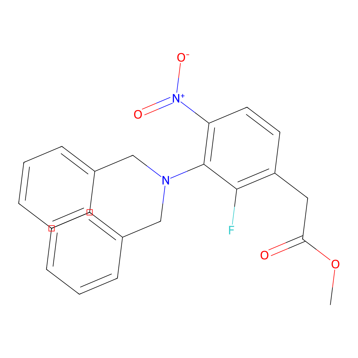 Methyl 2-[3-(Dibenzylamino)-2-fluoro-4-nitrophenyl]acetate molecular structure, CAS 2724206-53-3