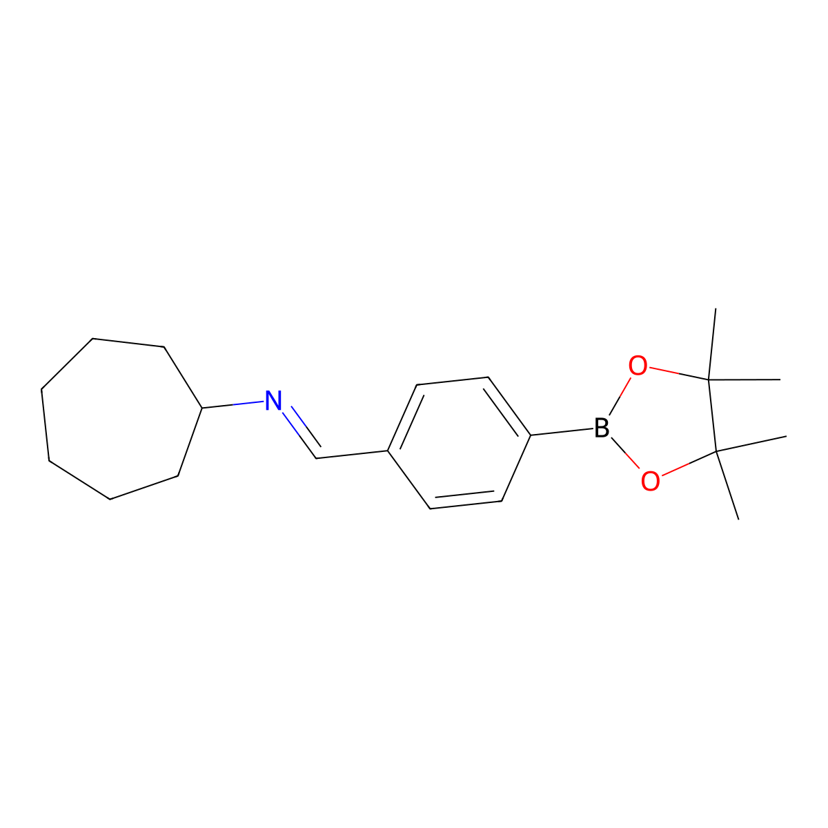 4-(Cycloheptyll)iminomethyl phenyl boronic acid pinacol ester molecular structure, CAS 2724208-10-8