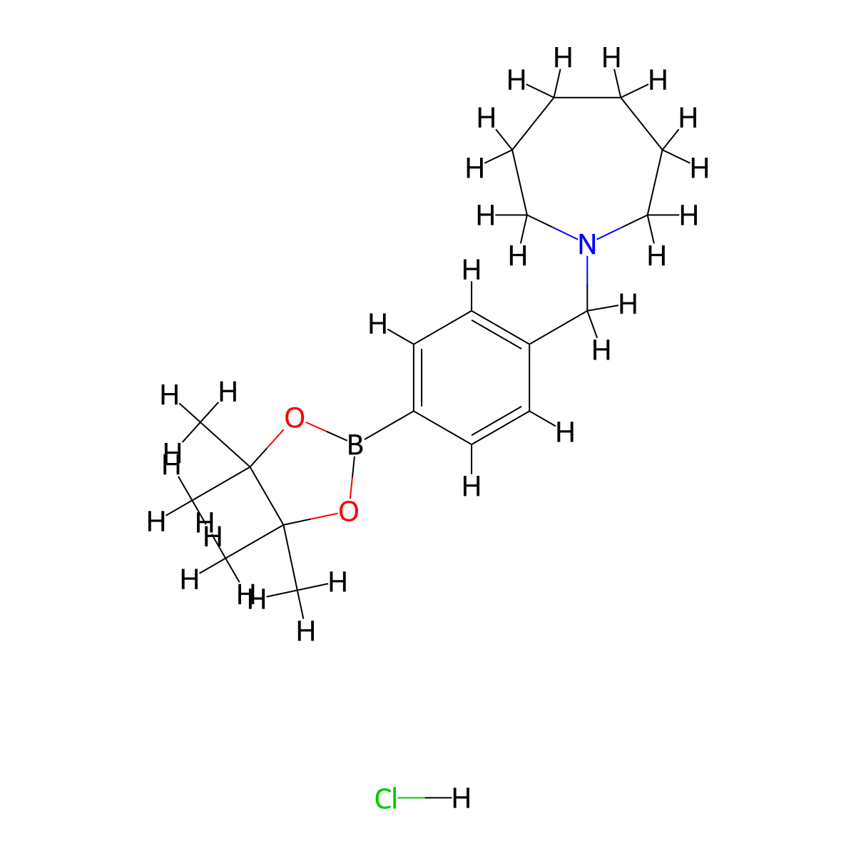 4-(Homopiperidine)methyl) phenylboronic acid pinacol ester hydrochloride molecular structure, CAS 2724208-21-1