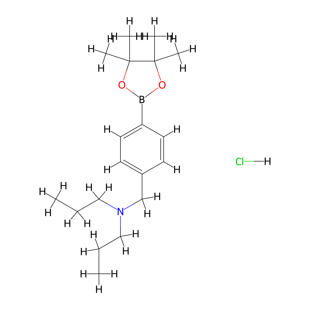 4-((Di-n-propylamino)methyl)phenyl boronic acid pinacol ester hydrochloride molecular structure, CAS 2724208-22-2
