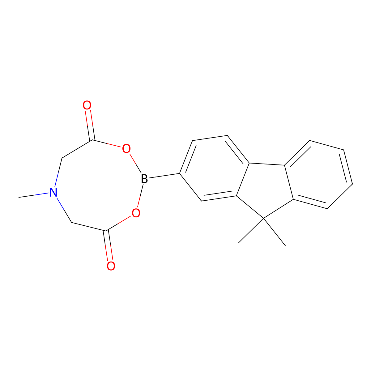 2-(9,9-dimethyl-9H-fluoren-2-yl)-6-methyl-1,3,6,2-dioxazaborocane-4,8-dione molecular structure, CAS 2724208-35-7
