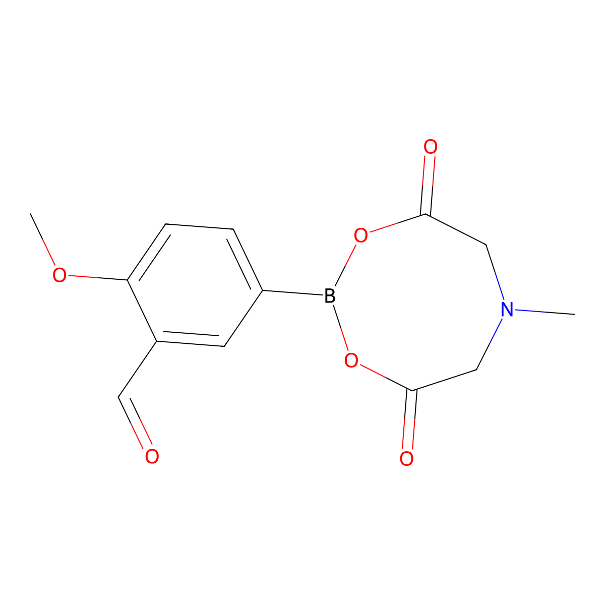 2-Methoxy-5-(6-methyl-4,8-dioxo-1,3,6,2-dioxazaborocan-2-yl)benzaldehyde molecular structure, CAS 2724208-37-9
