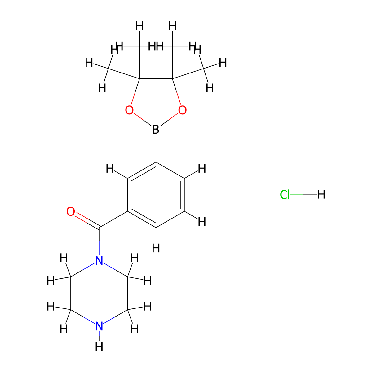 [3-(Piperazine-1-carbonyl)phenyl] boronic acid pinacol ester hydrochloride molecular structure, CAS 2724208-44-8