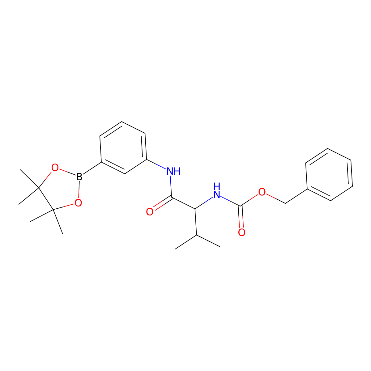 (S)-Benzyl (3-methyl-1-oxo-1-((3-(4,4,5,5-tetramethyl-1,3,2-dioxaborolan-2-yl)phenyl)amino)butan-2-yl)carbamate molecular structure, CAS 2724208-47-1