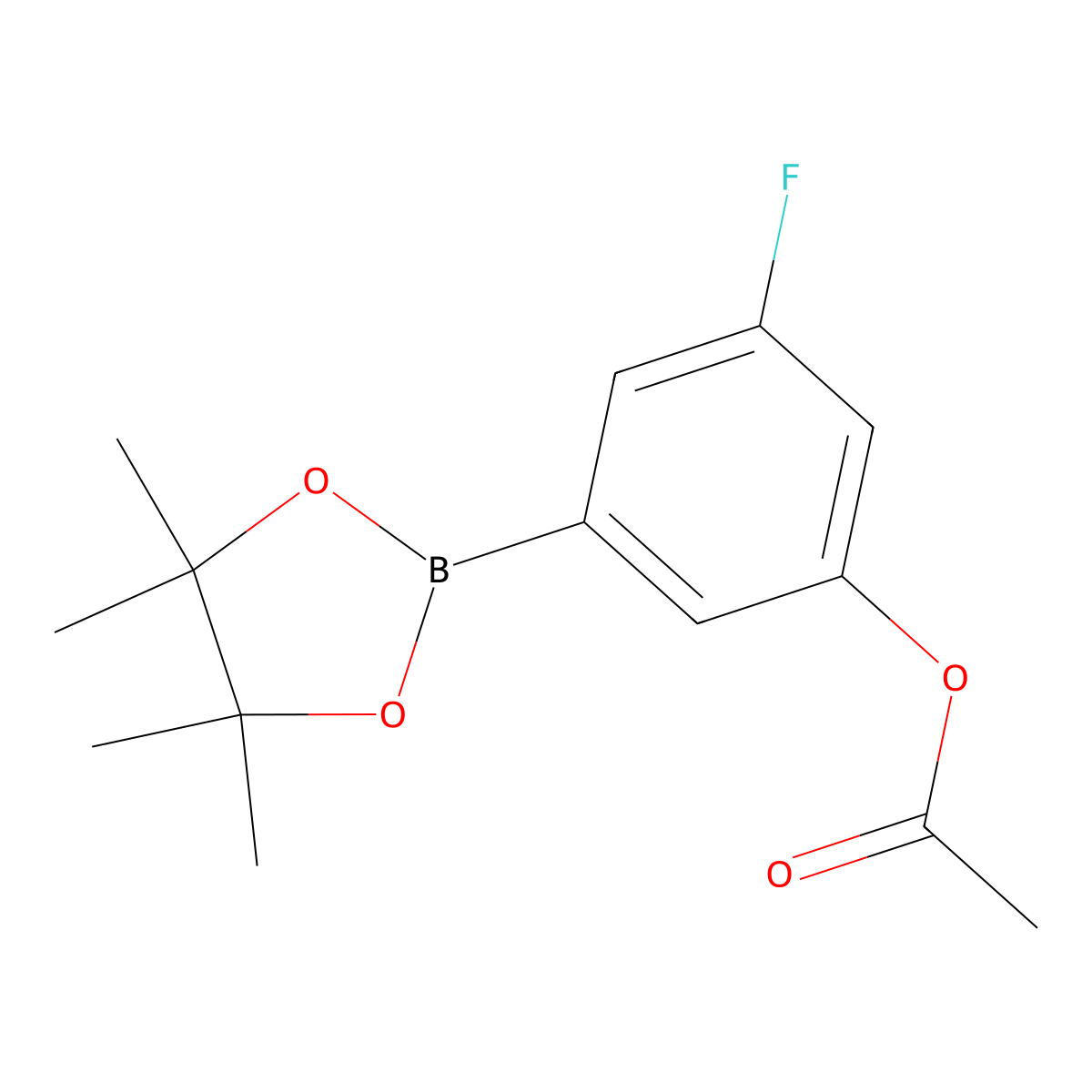 3-Fluoro-5-(tetramethyl-1,3,2-dioxaborolan-2-yl)phenyl acetate molecular structure, CAS 2724208-48-2