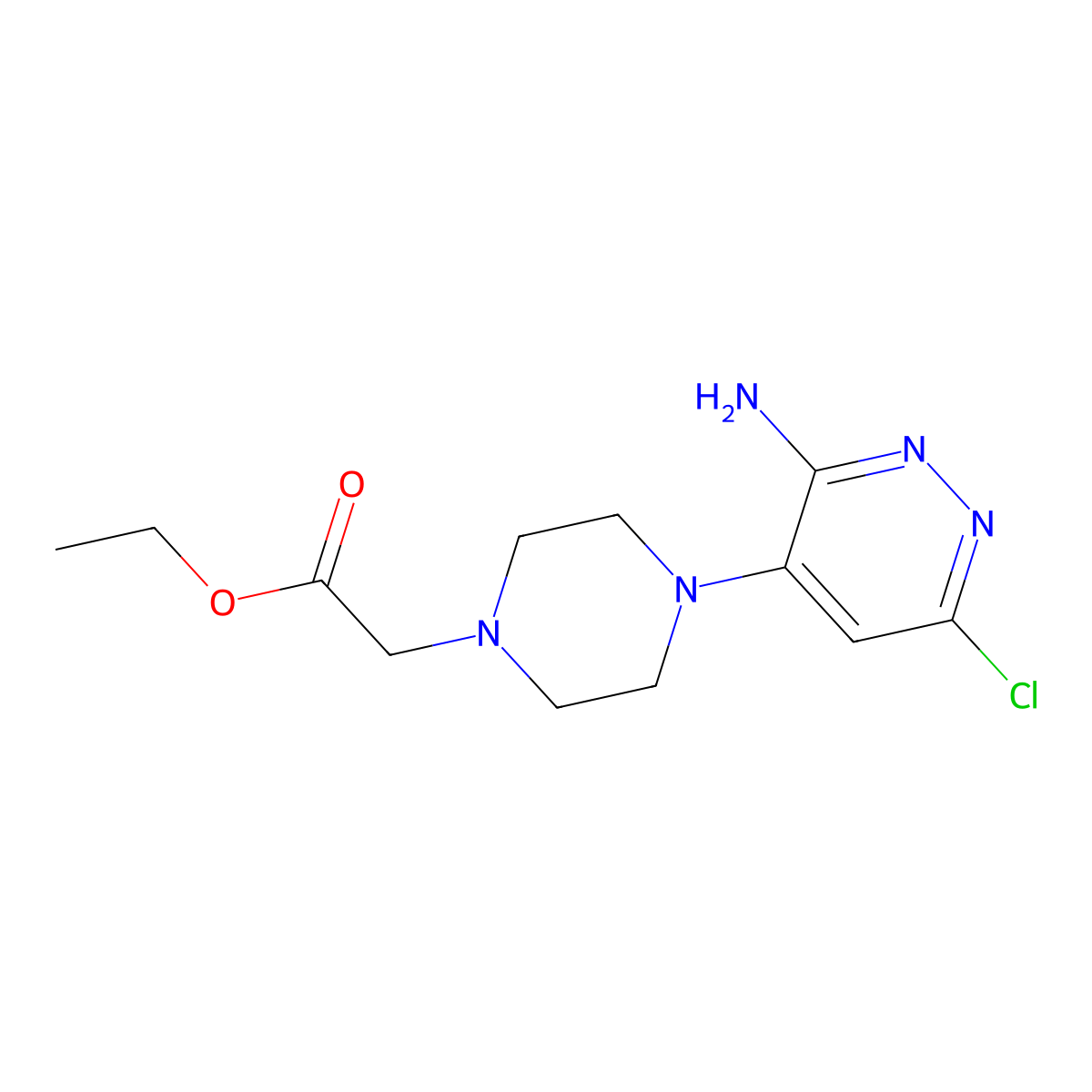Ethyl 2-(4-(3-amino-6-chloropyridazin-4-yl)piperazin-1-yl)acetate molecular structure, CAS 2724270-24-8